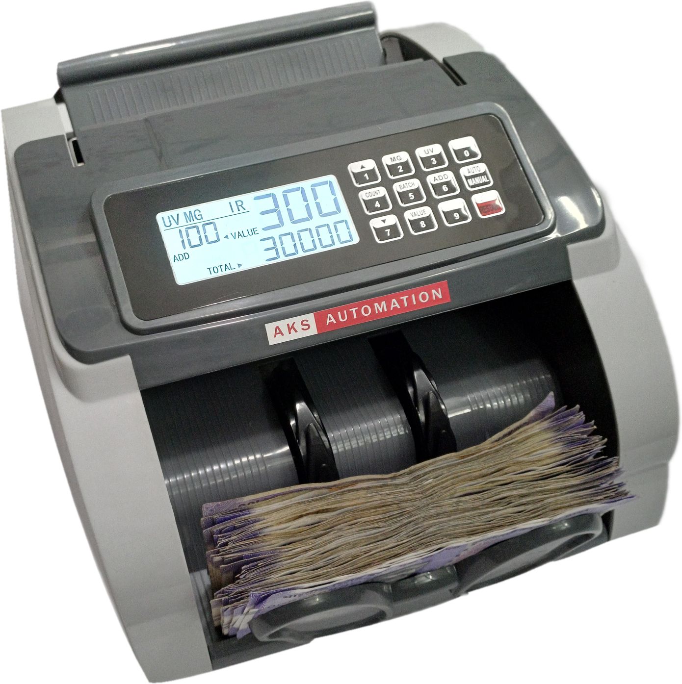 AKS AUTOMATION AKS OVAL PRIME Semi Value Cash Counter with Fake Note Detection Note Counting Machine-image-2