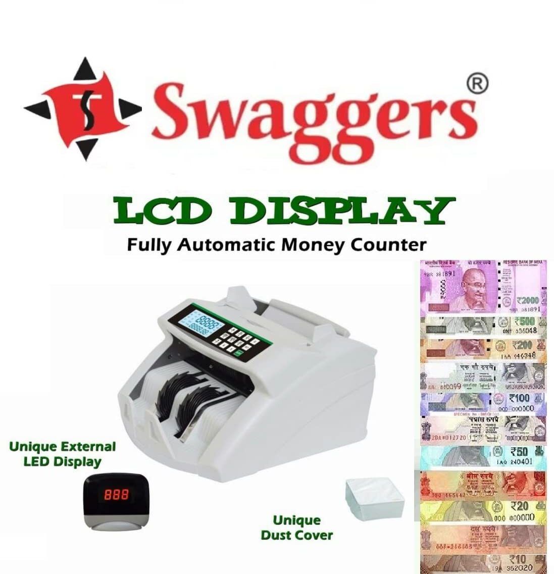 SWAGGERS Automatic Cash Counting Machine with Fake Detection & Updated for All New Notes Note Counting Machine-picture-37