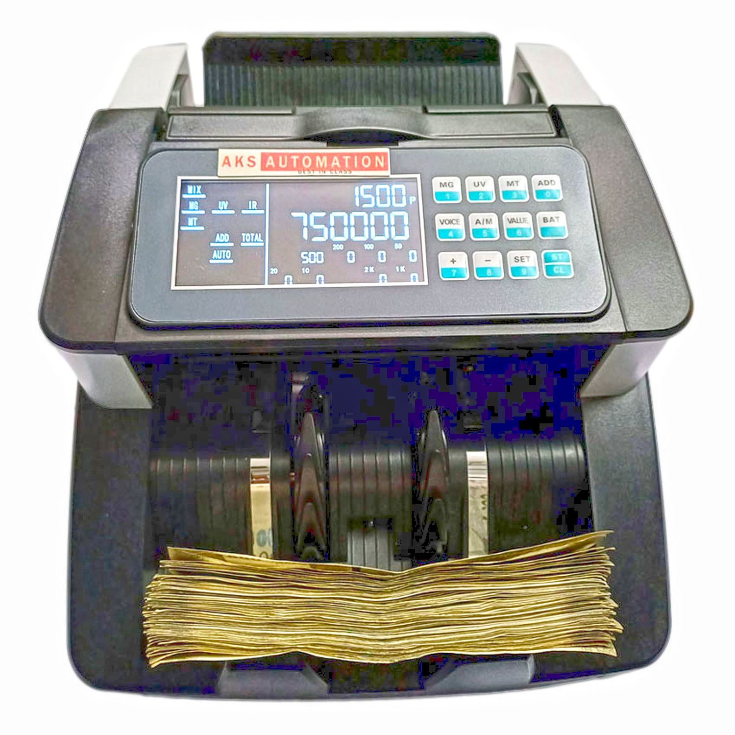 AKS AUTOMATION Semi Value Currency Counter with Fake Note Detection Note Counting Machine-image-3
