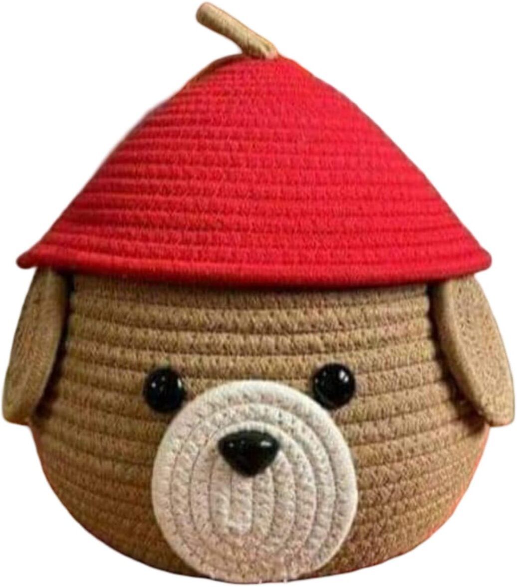 Jute Sy-cartoon-basket-Red Storage Basket-image-3