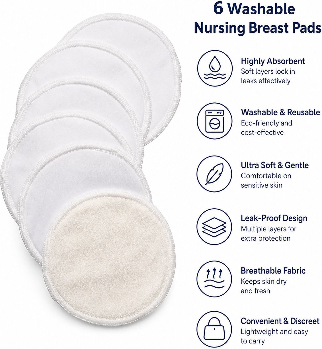 Reusable Breast Pads for Nursing Mothers | Washable & Absorbent Feeding Pads | Nursing Breast Pad-image-10