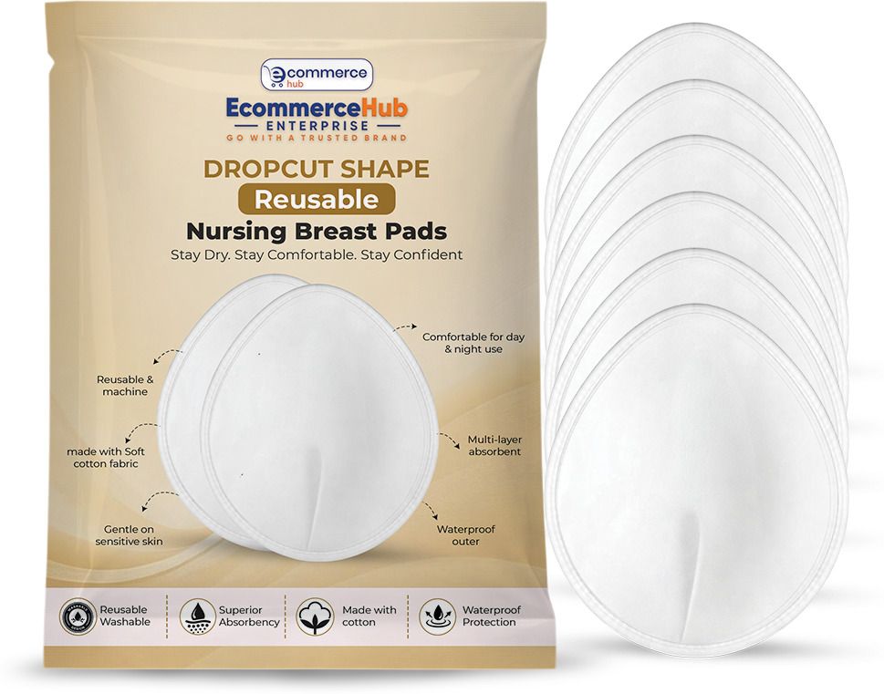 DropCut Design Breast Pads, Reusable Washable Breastfeeding Pads, Super Soft Pad Nursing Breast Pad