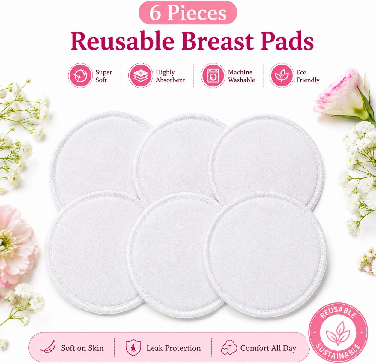 babepanda Breast Pads for Mothers | Ultra Soft, Washable, Super Absorbent & Leak-Resistant Nursing Breast Pad-picture-22