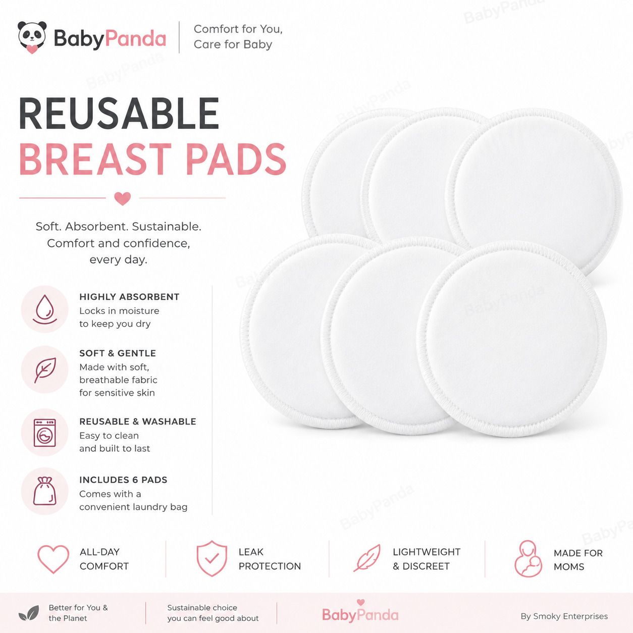 Reusable Breast Pads for Feeding Moms | Leakproof, Soft & Skin-Friendly Nursing Breast Pad-image-27