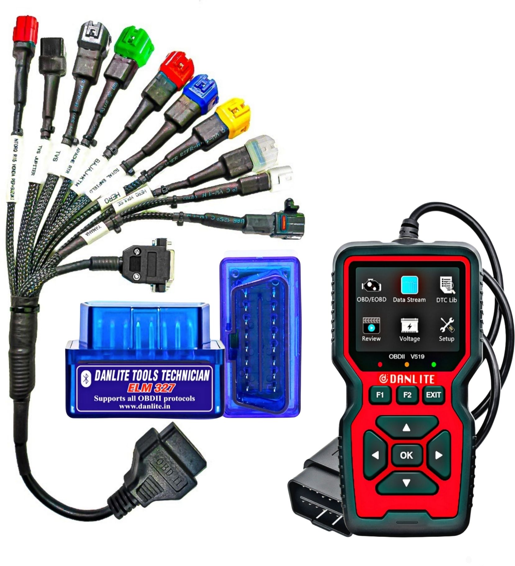 DLKW-Danlite V519 OBD-II Scanner For Bs6 Bs7 Bikes With V519 ELM 327 OBD Reader-image-1