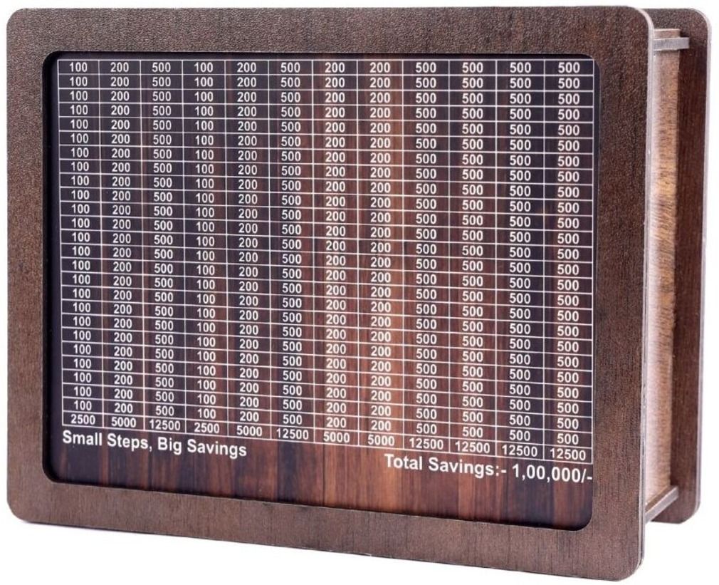 Wooden/Piggy Money Saving Box | Cash Saver with Counting Target Coin Bank Coin Bank-image-23