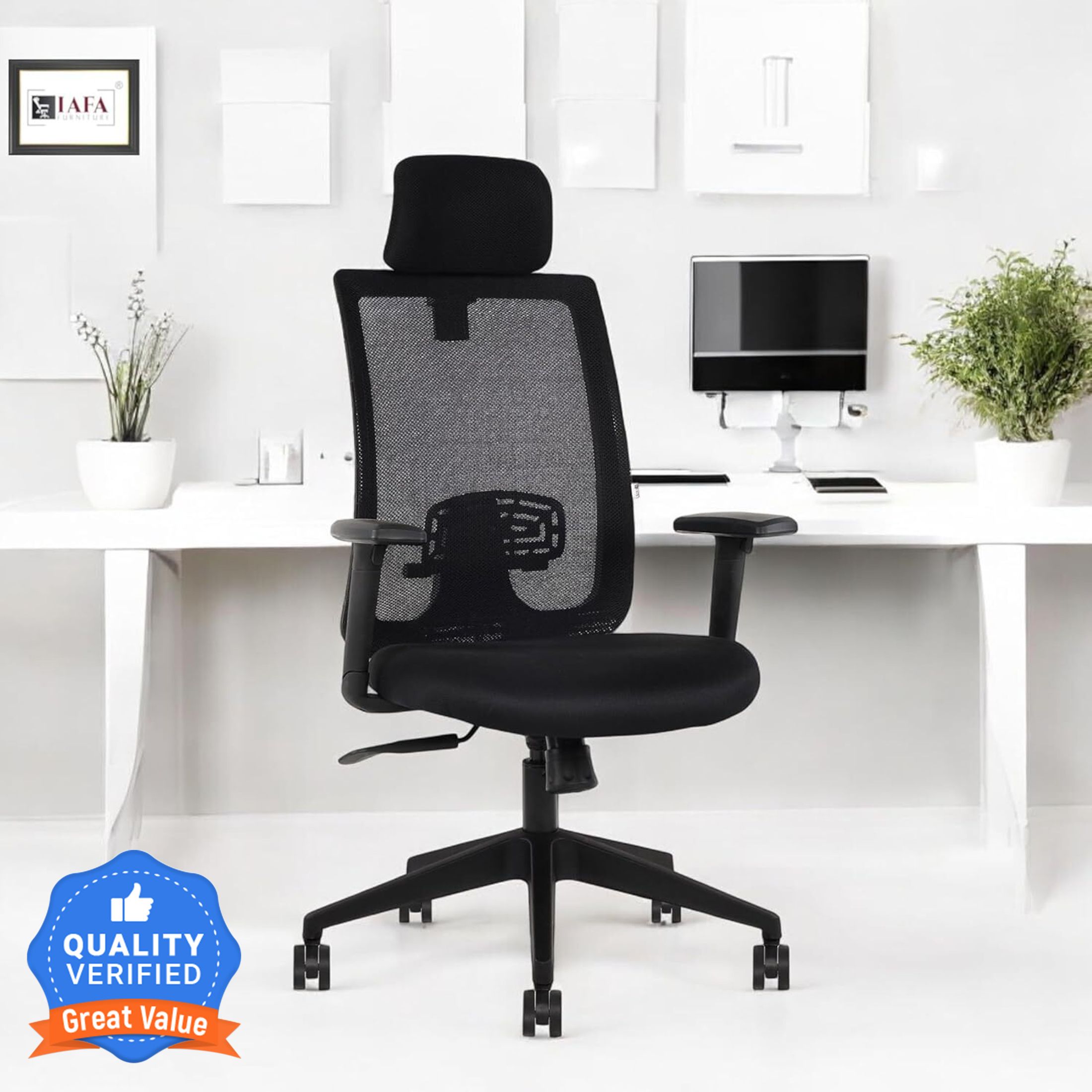BRIO High Back Ergonomic Office Chair With Heavy Duty Metal Base | Study Chair | Mesh Office Adjustable Arm Chair-image-10