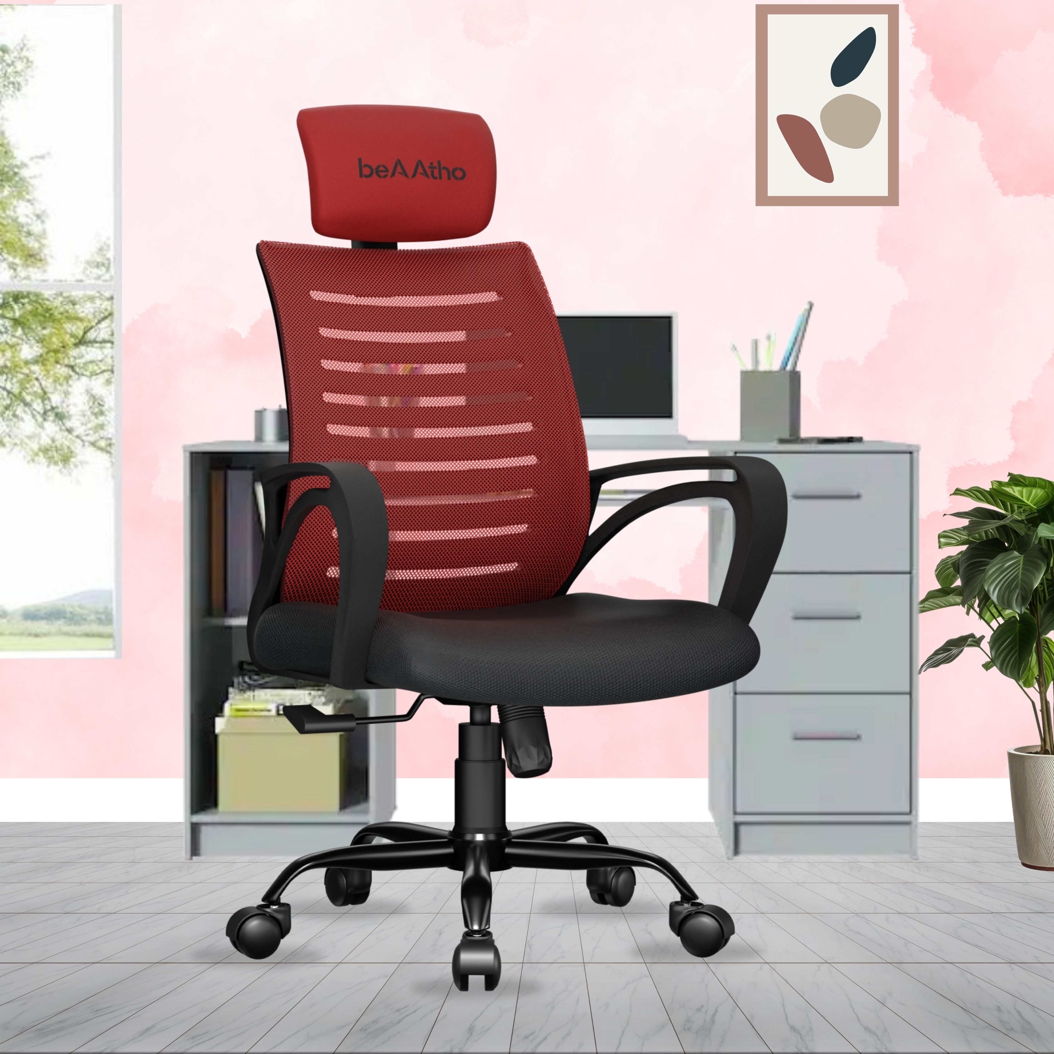 Verona High Back Ergonomic Revolving Nylon Office Arm Chair-image-11