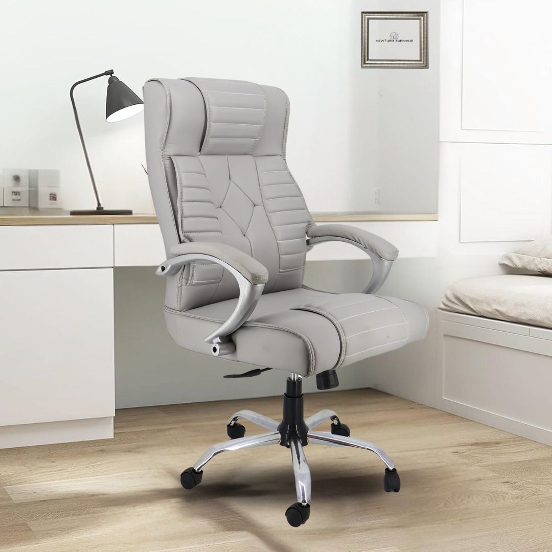Galaxy Premium Leather HIGH BACK Boss Revolving Chair with 2 years warranty Leather Office Arm Chair-image-0