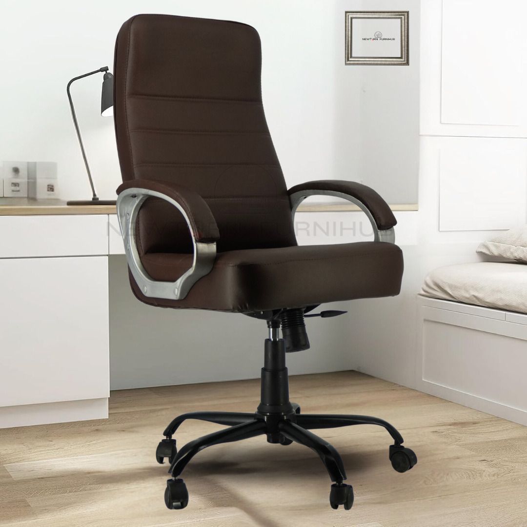ROLEX orthopeadic Leather Boss Revolving office Chair with 1yrs parts repl. wty Leather Office Adjustable Arm Chair-image-28