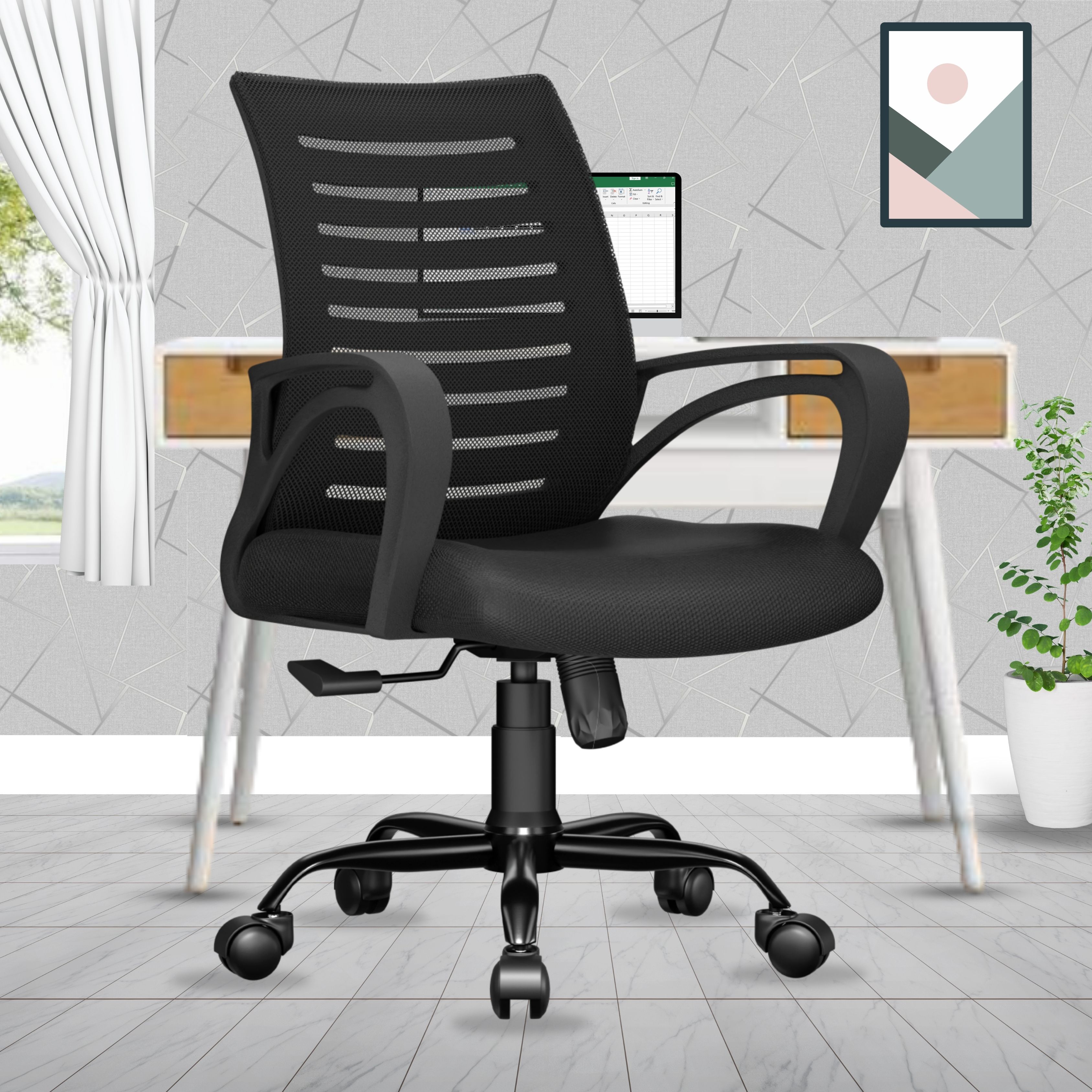 Verona Mid Back Sturdy Metal Base Nylon Revolving Chair Mesh Office Executive Chair-image-15