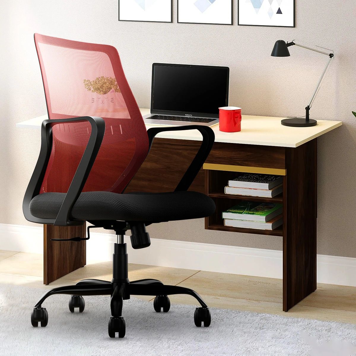 CELLBELL Desire Pro Mid Back Fabric, Mesh Office Arm Chair-image-5
