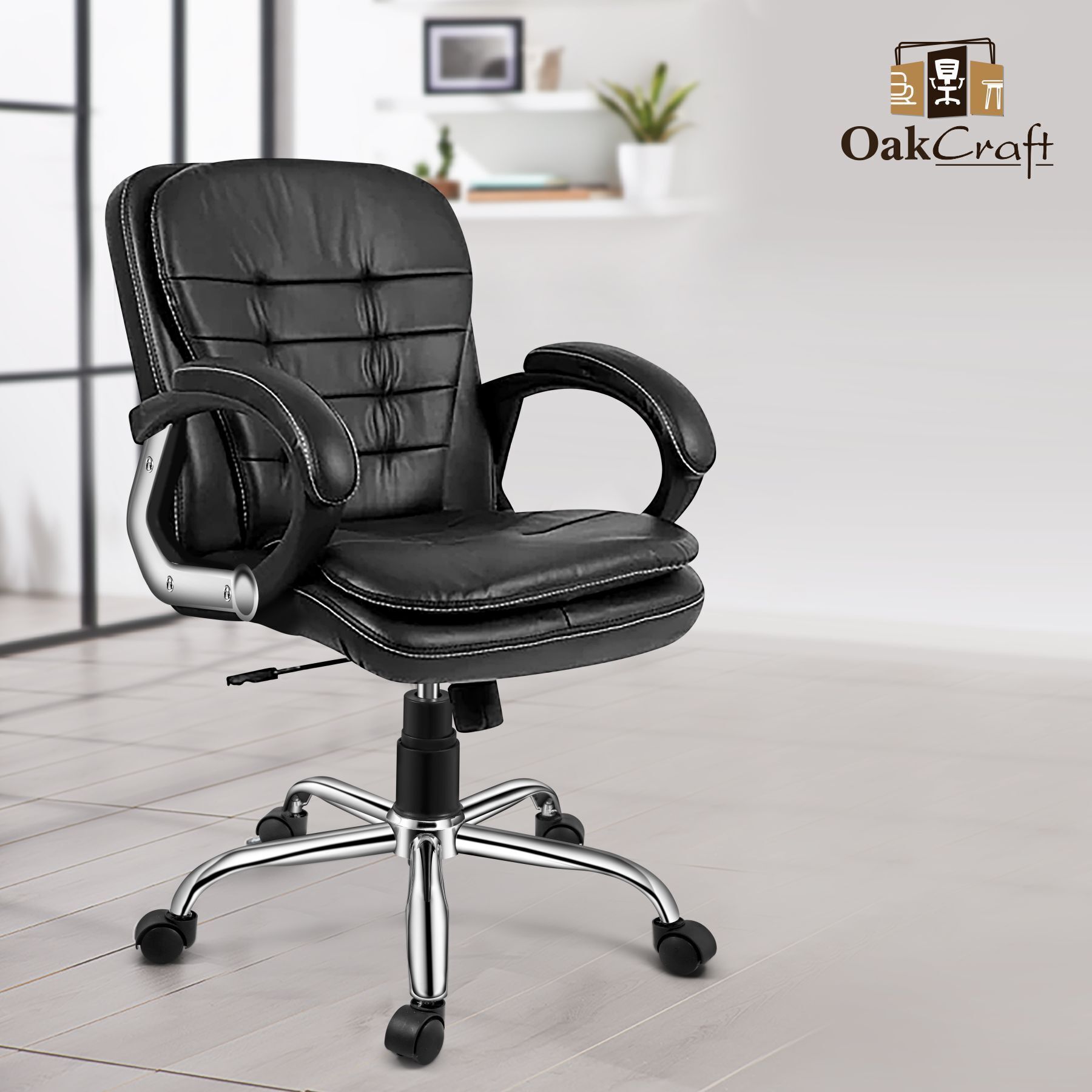 SkCraft Black Office / Study Chair Leatherette Office Executive Chair