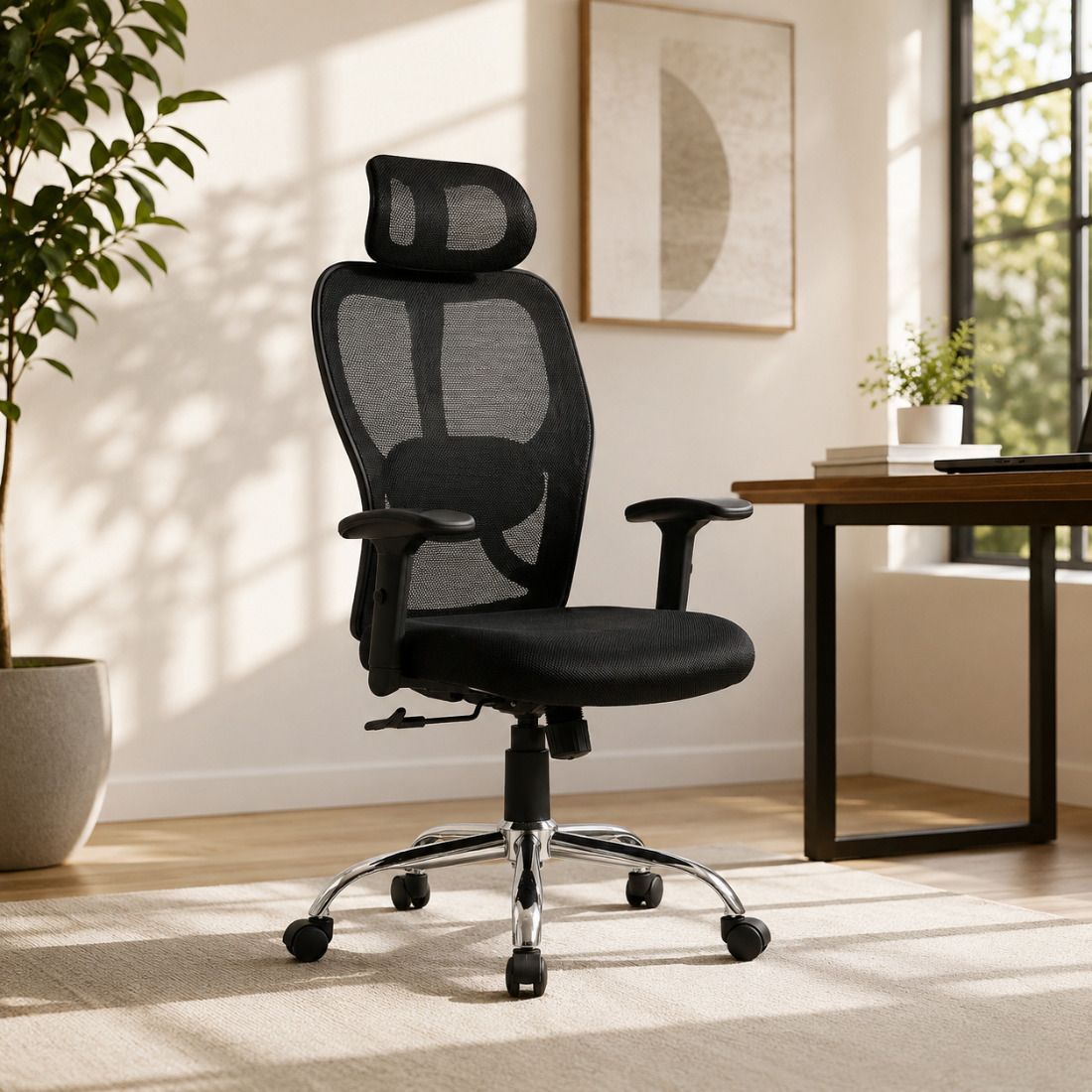 Matrix Fix Arm Office Chair | executive chair | High back chair Polyester Office Adjustable Arm Chair-image-3