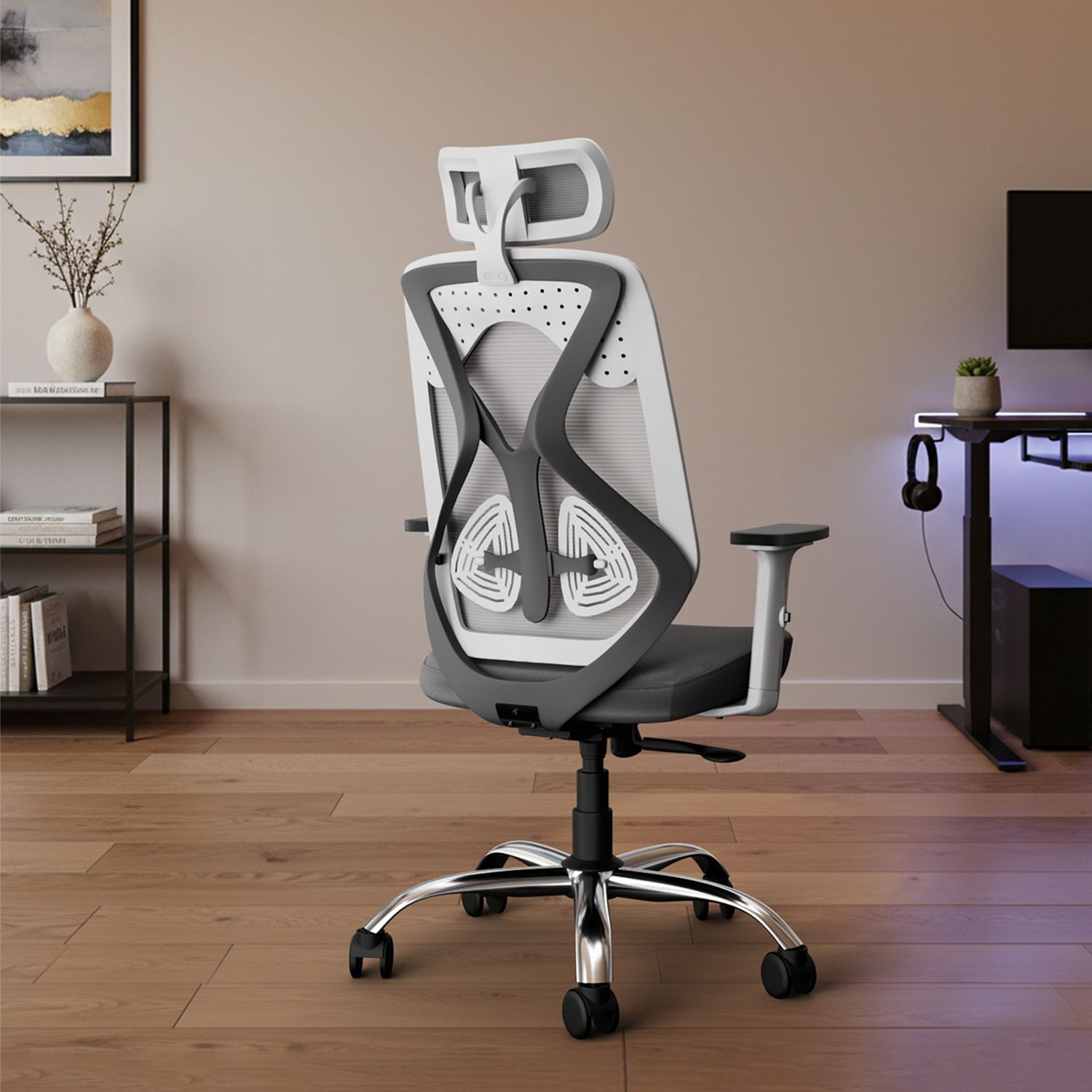 Transform Classic High Back Ergonomic Chair, 1D Armrests, Metal Base, Home, WFH Mesh Office Adjustable Arm Chair-image-24