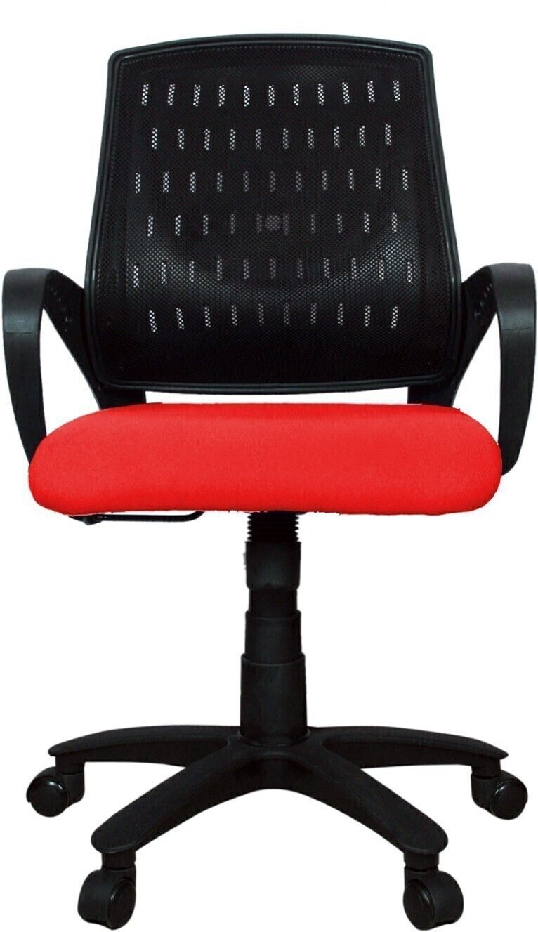 Smart Medium Back Revolving Chair with Centre Tilt mechanism in Red Fabric and Black mesh/net back Fabric Office Executive Chair-image-21