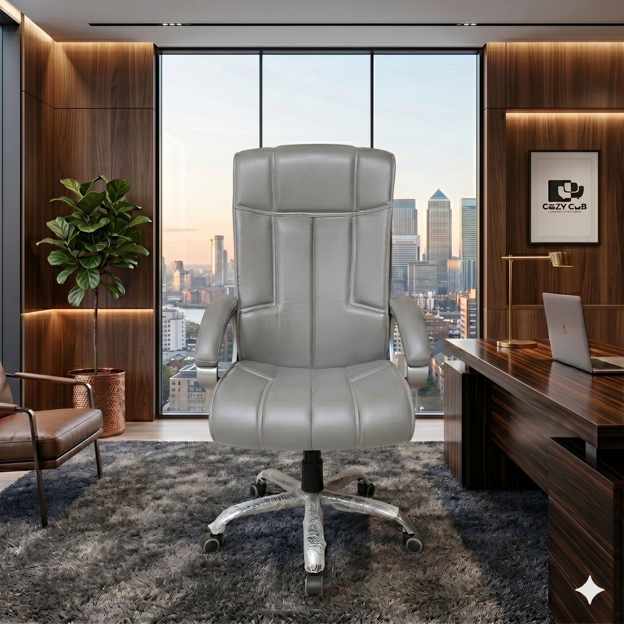 cozy cub HIGH Back with Steel Base and 1 Year manufacturer Warranty on the Product Leatherette Office Executive Chair-picture-24