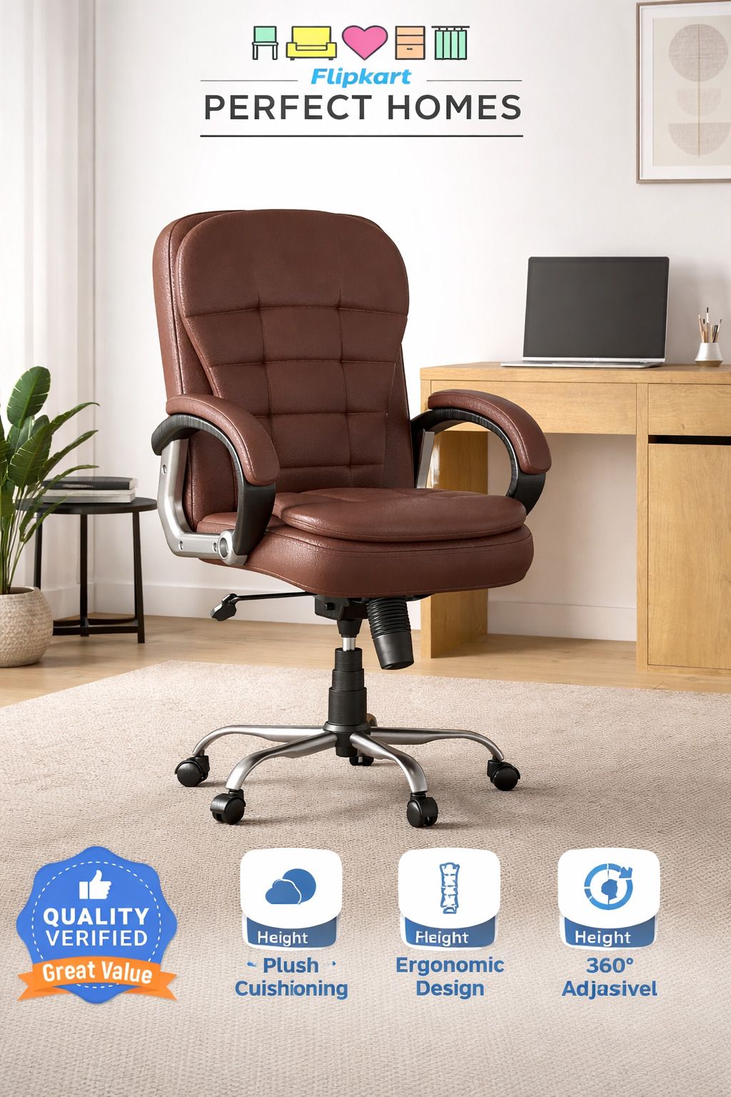 flipkart perfect homes Executive office chair Leatherette Office Executive Chair-picture-1