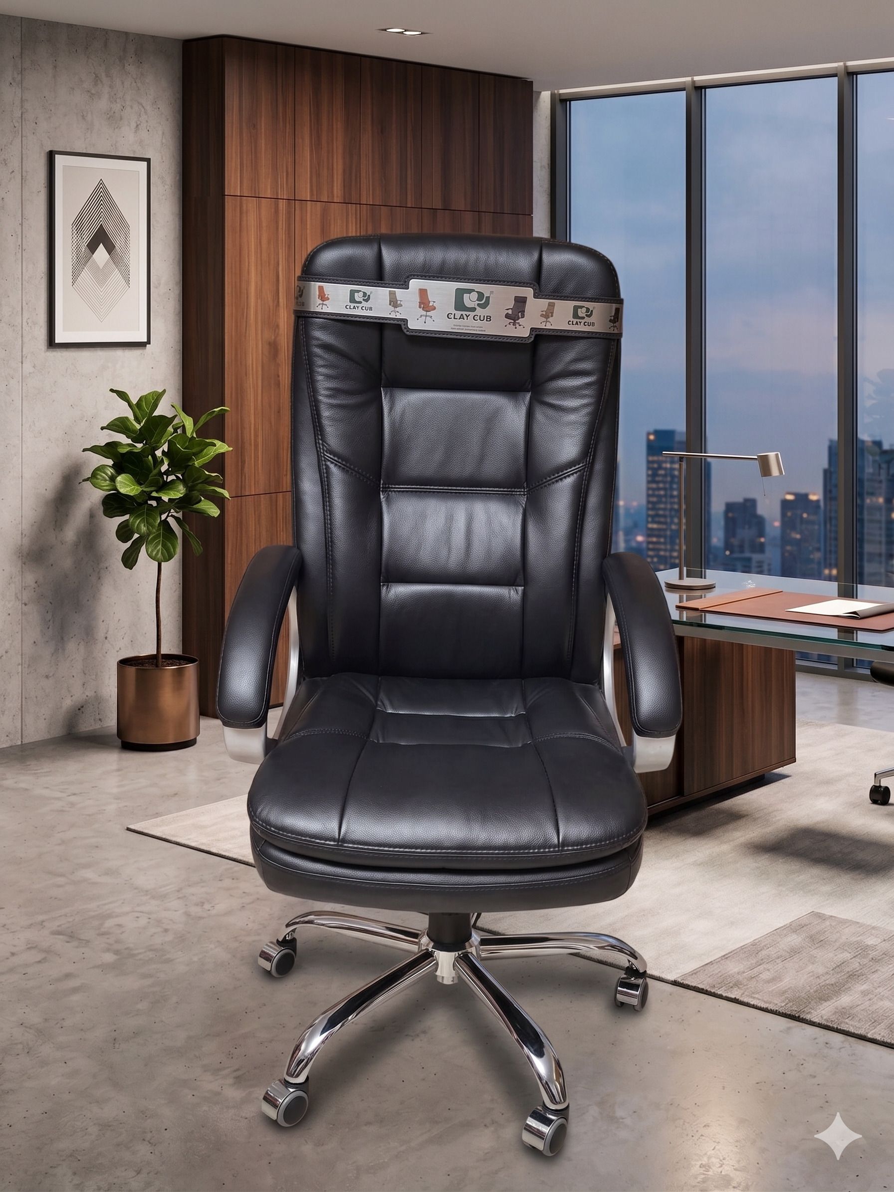 cozy cub ffice Designer Chair PP Chrome Arms High Back Leatherette Office Executive Chair-picture-27