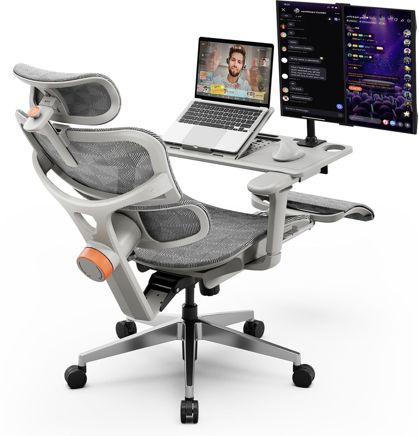 Ergonomic Office Chair for Work from Home Computer Gaming Chair Tray 5D Headrest Mesh Office Executive Chair-image-31