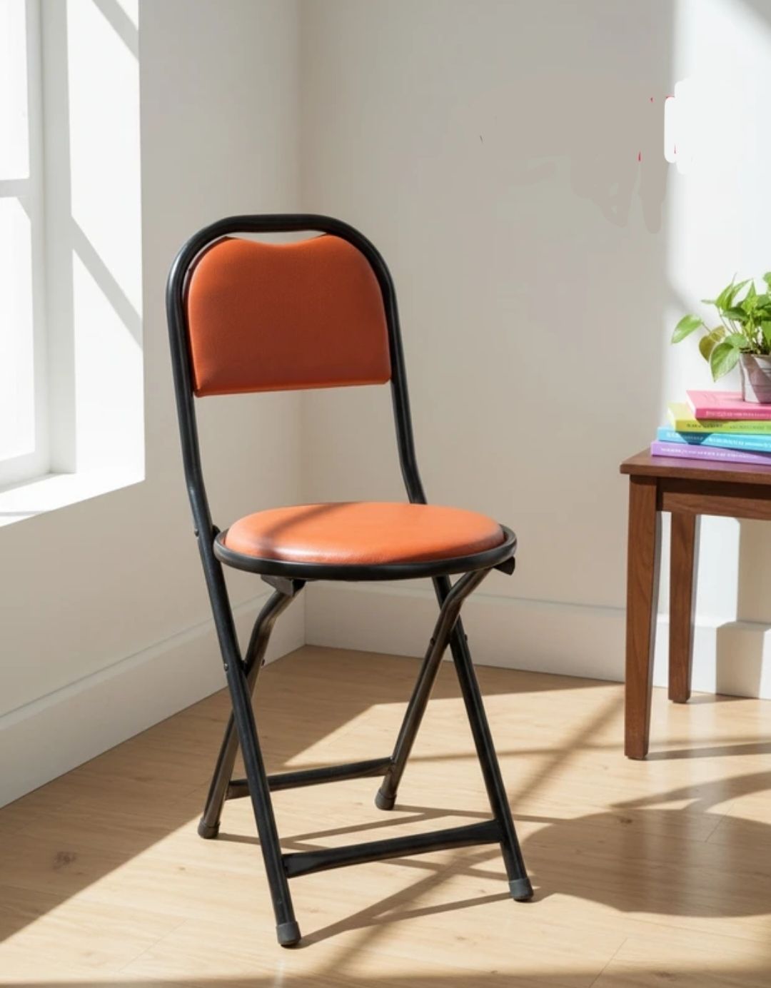 Folding Stool Chair with Foot Rest for Home & Kitchen/Restaurant Cotton Study Folding Chair-image-33