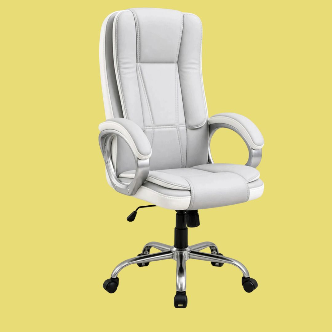 Ergonomic Office Chair High Back Revolving Hydraulic Executive Grey Chair Leather Office Adjustable Arm Chair-image-25