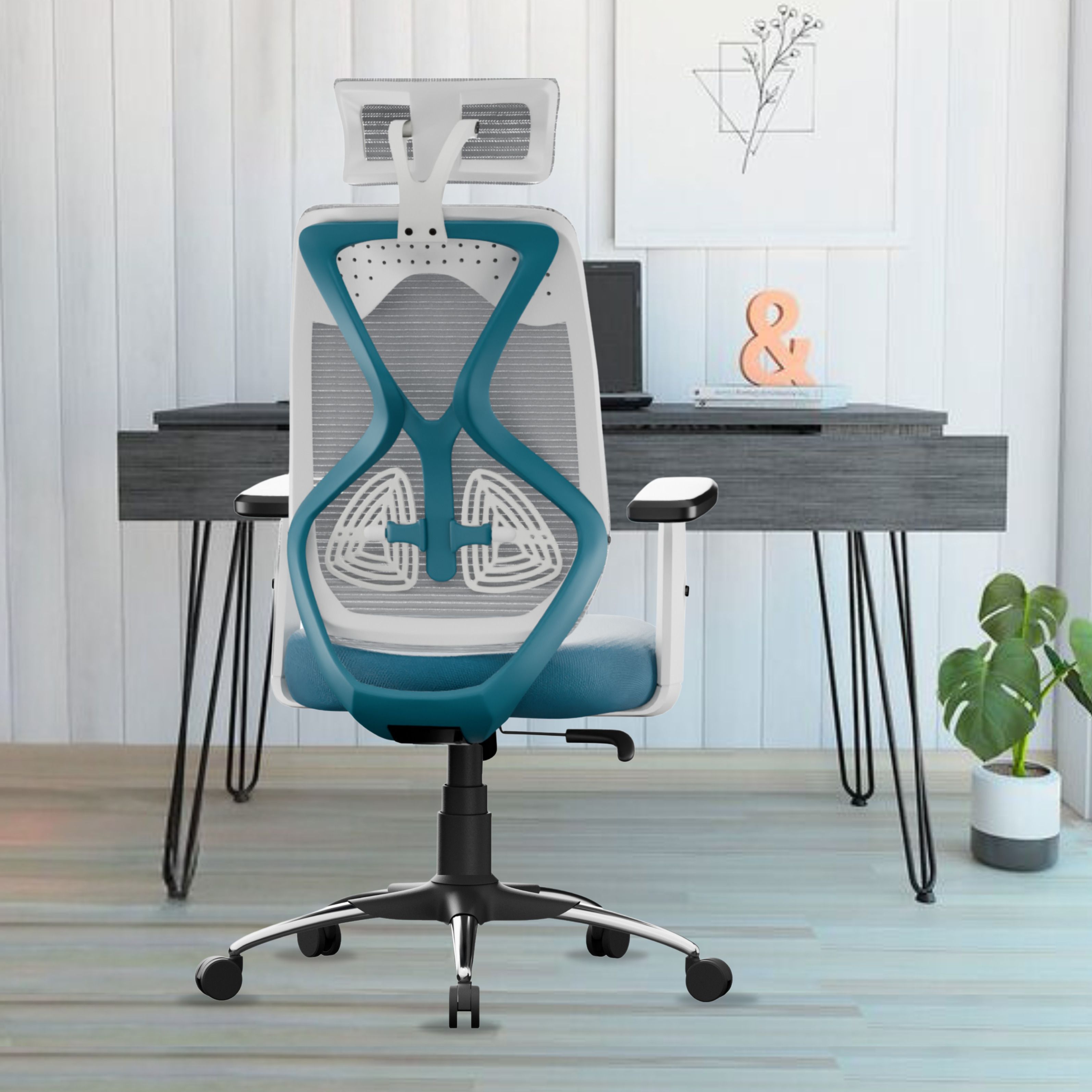 Dusk High Back Ergonomic Revolving Nylon Office Adjustable Arm Chair-image-40