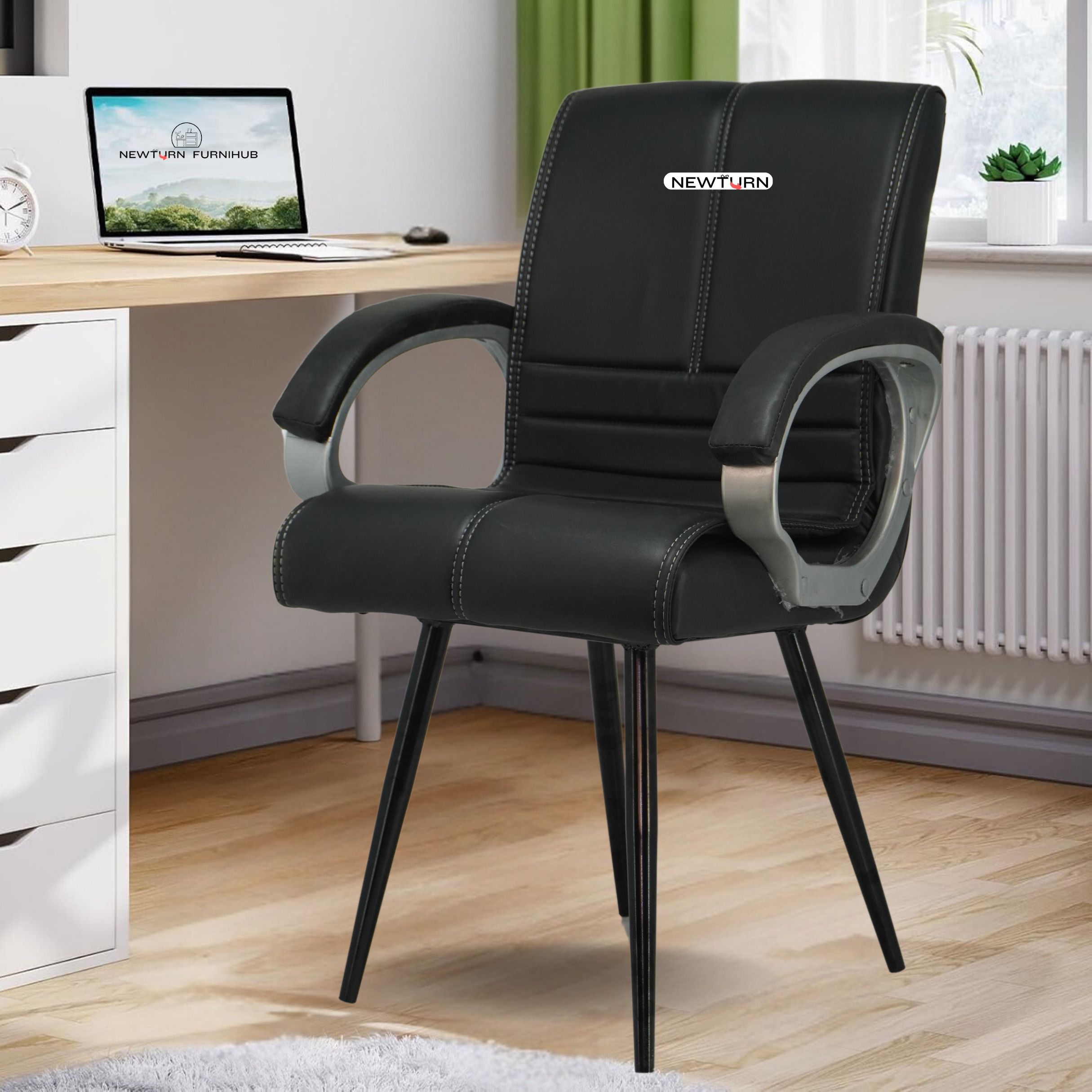 Prism Premium Office Visitor/Client/Waiting/WFH/Living Room/Desk/Computer Chair Leather Office Visitor Chair-image-41