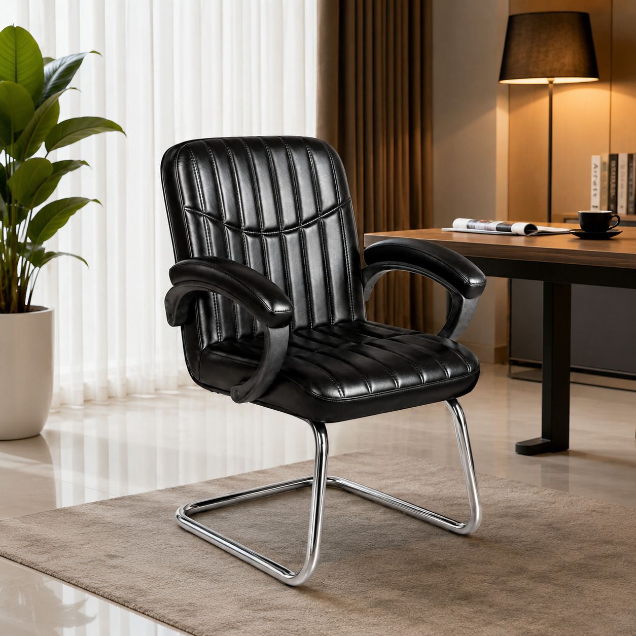Leatherette Office Adjustable Arm Chair-image-42