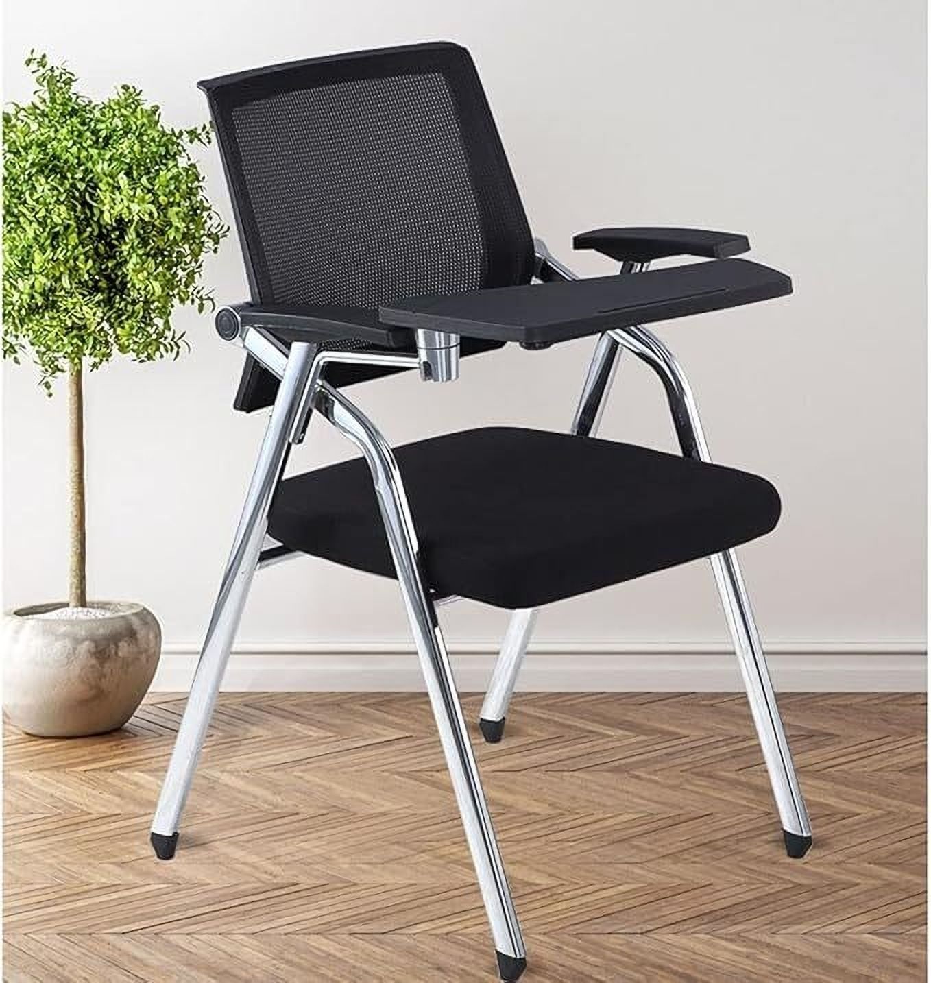 Folding Study Chair With Cushion & Adjustable Writing Pad Micro Suede Study Folding Chair-image-39