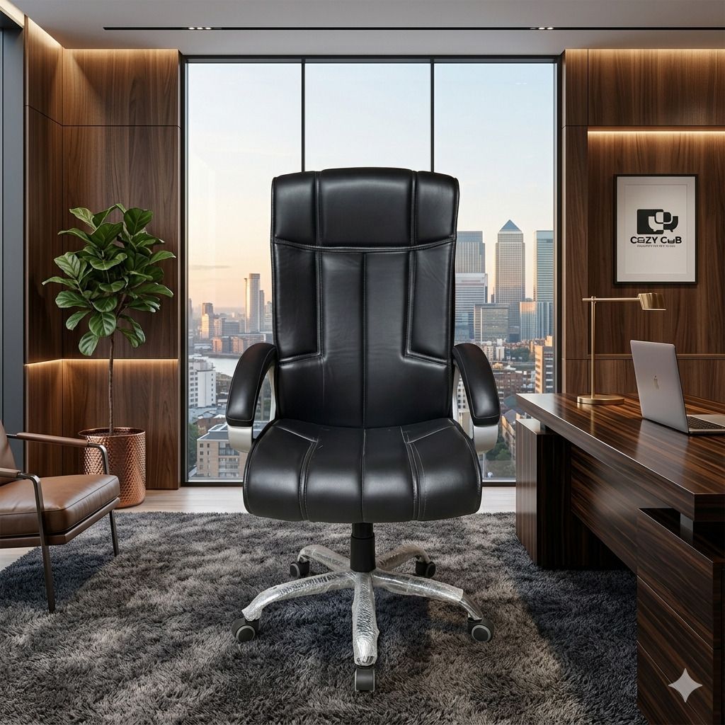 cozy cub HIGH Back with Steel Base and 1 Year manufacturer Warranty on the Product Leatherette Office Executive Chair-picture-18