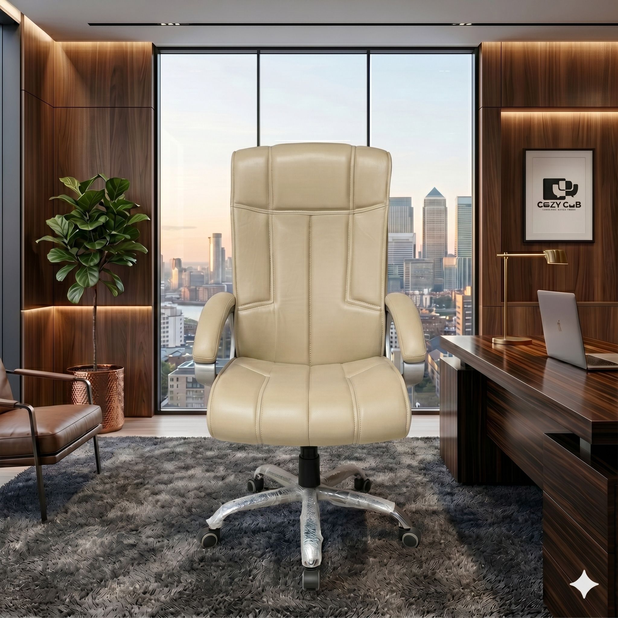 cozy cub HIGH Back with Steel Base and 1 Year manufacturer Warranty on the Product Leatherette Office Executive Chair-picture-40