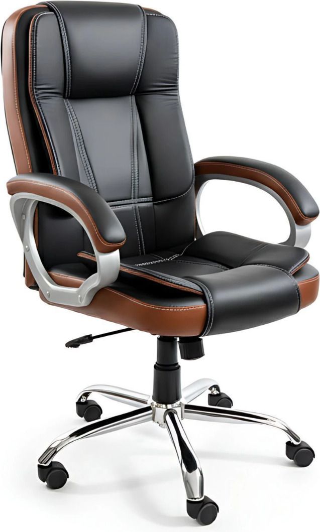 Office Chair Computer Chair Adjustable Revolving Desk Study Chair Black Leather Office Arm Chair-image-32