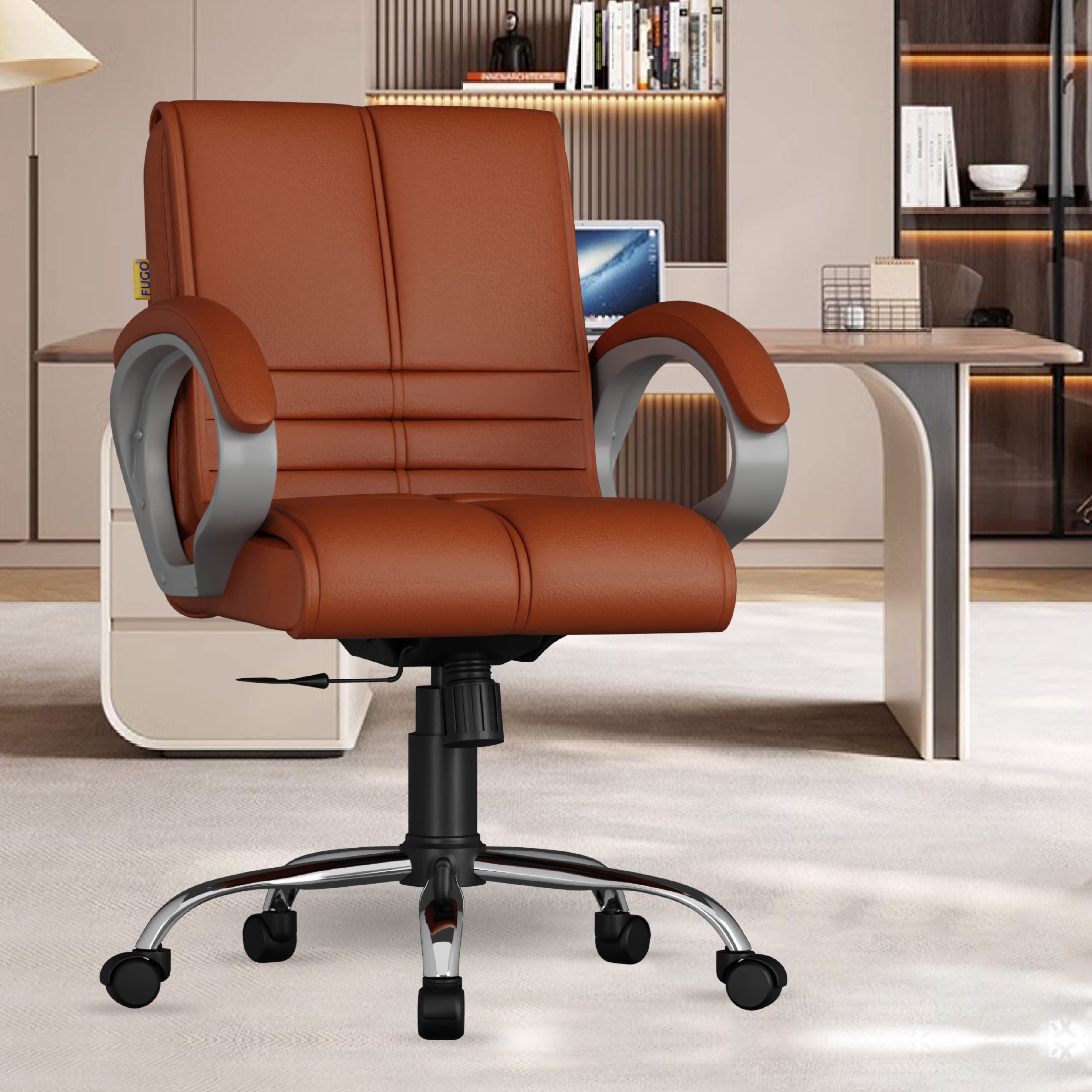 Chair FG235 Office Chair, Study Chair, Computer Chair, 3 Years Warranty Leatherette Study Arm Chair-image-48