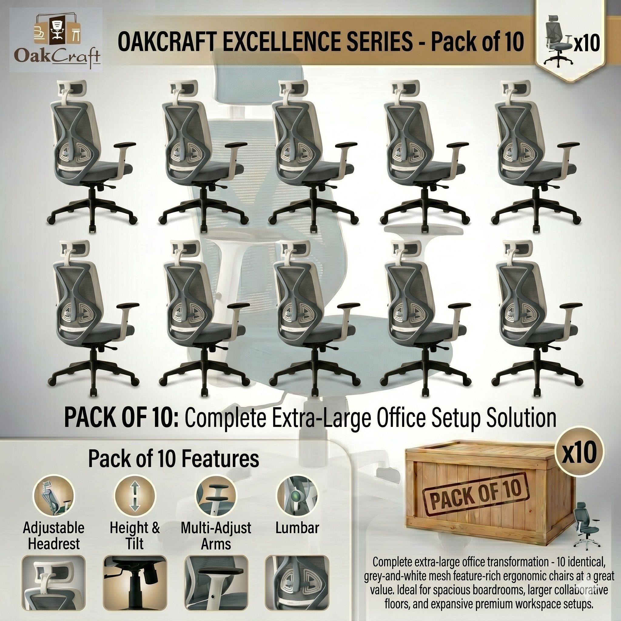 oakcraft Mesh Office Adjustable Arm Chair-picture-43