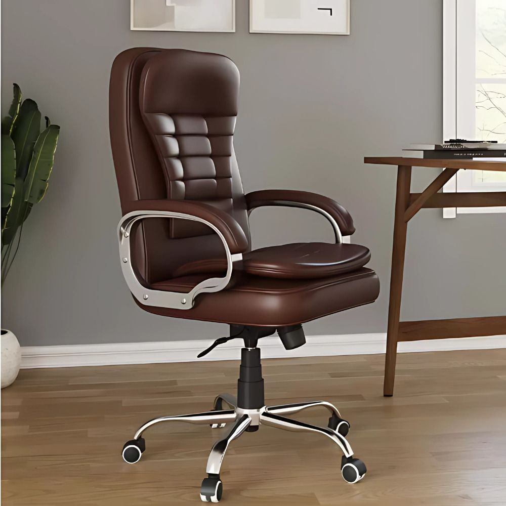 Taurus High Back Ergonomic Premium Finish Leather Office Arm Chair-image-24