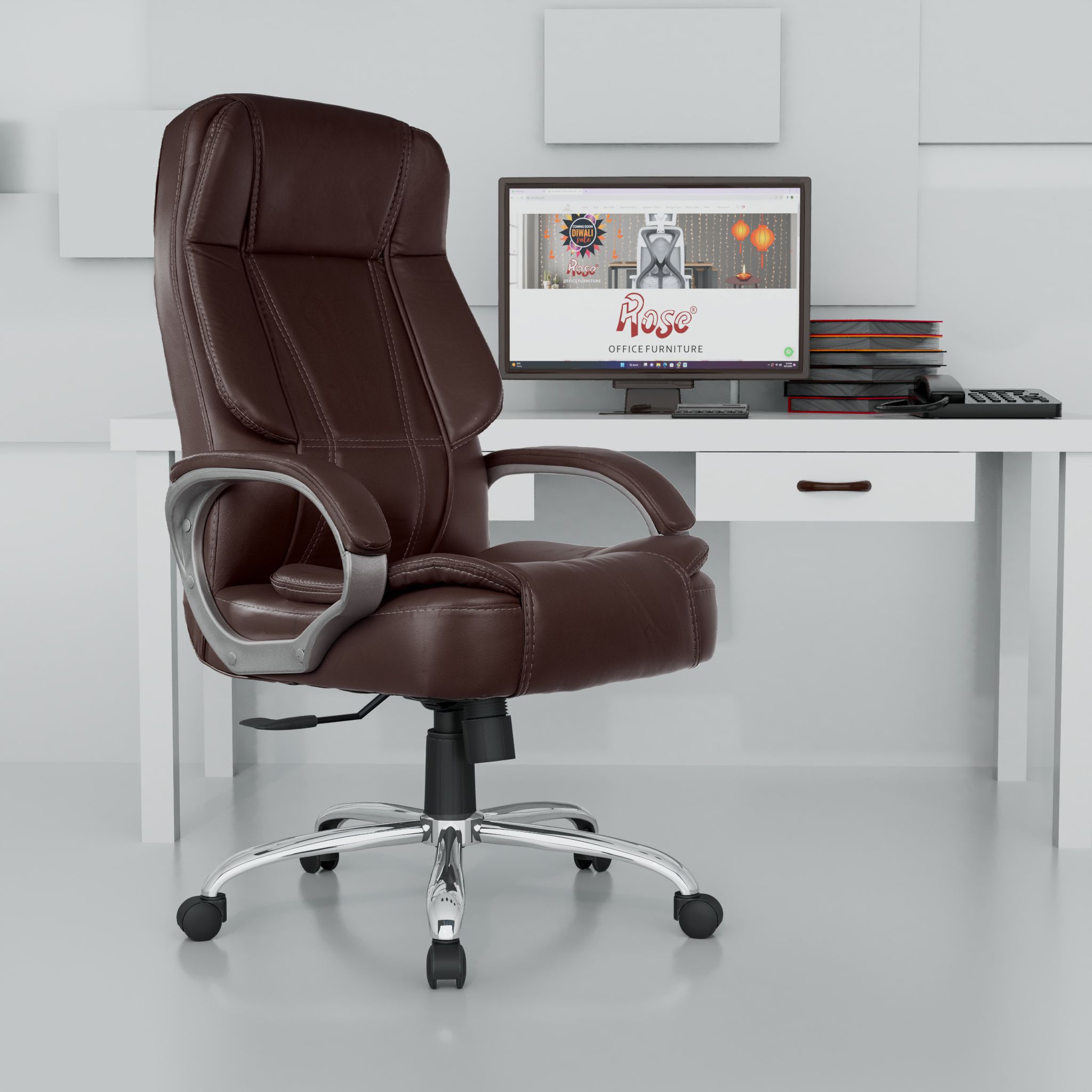 rose designer chairs SpaceX Leatherette Office Chair 3-Years Warranty Included Cushioned Seat Leatherette Office Executive Chair-picture-40