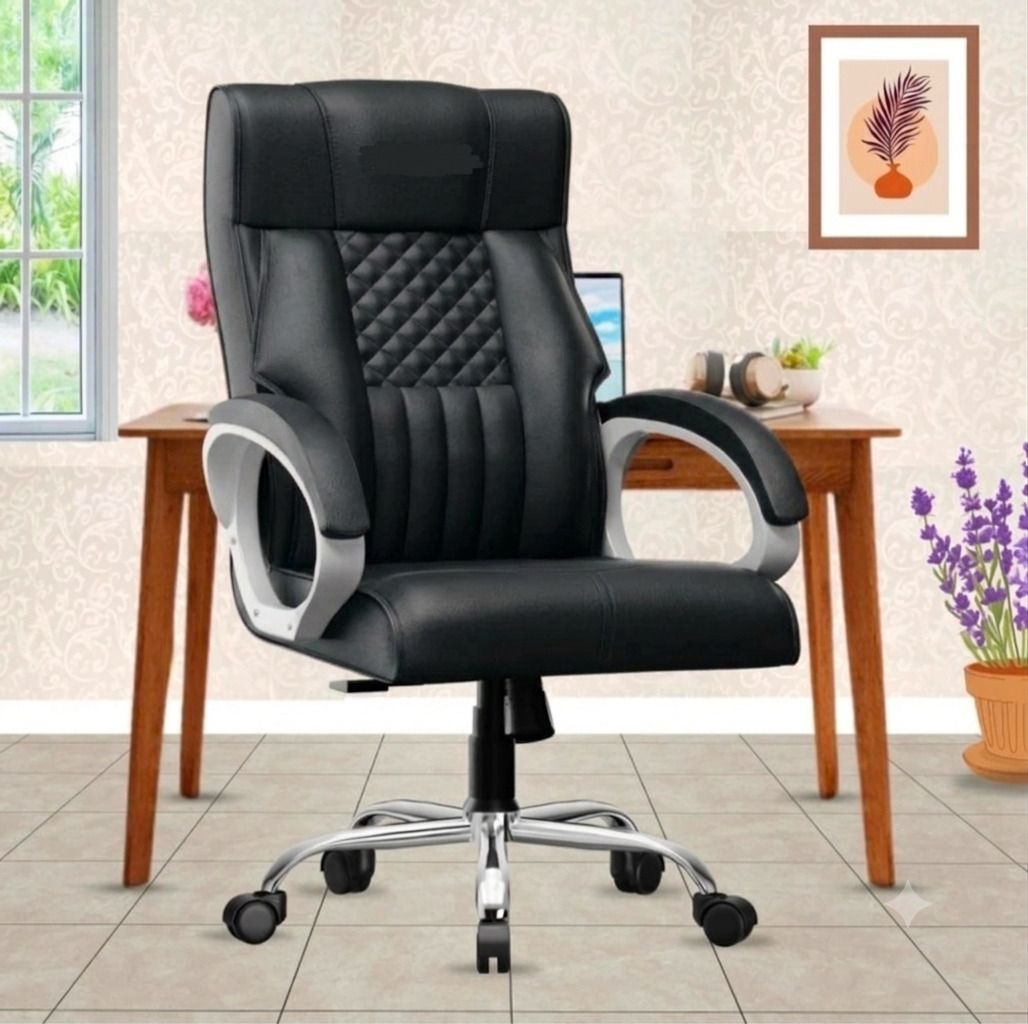 A54 Office Boss Designer Chair PP Chrome Arms High Back Executive Chair Leatherette Office Arm Chair-image-46