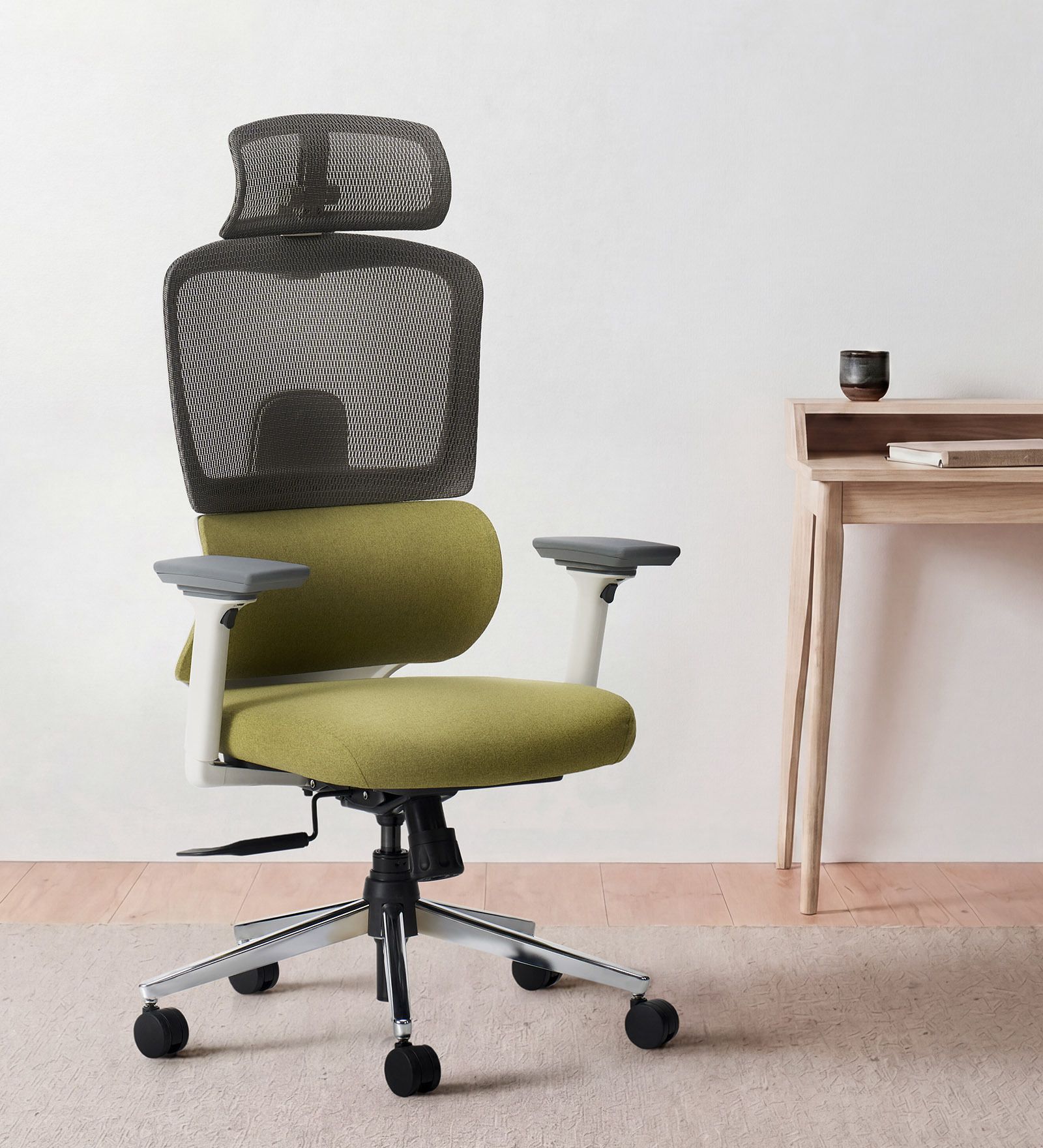 Sama Office Chair with Adjustable Lumbar Support & Headrest |Single Lock Mesh Office Adjustable Arm Chair-image-35