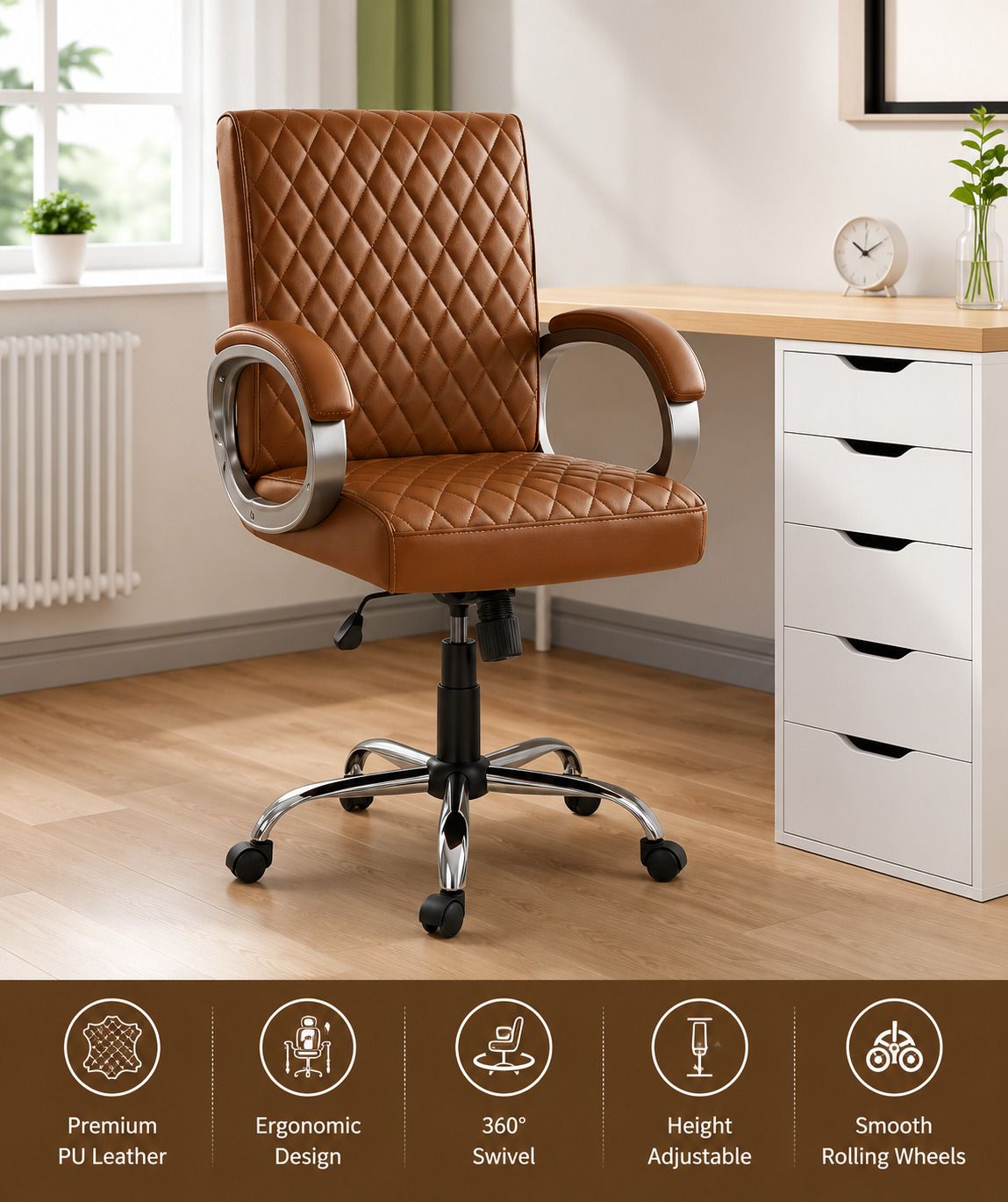 Comfort Pro Low Back | Class 4 Hydraulic | Chrome Base | 3 Years Warranty Leatherette Office Arm Chair-image-2