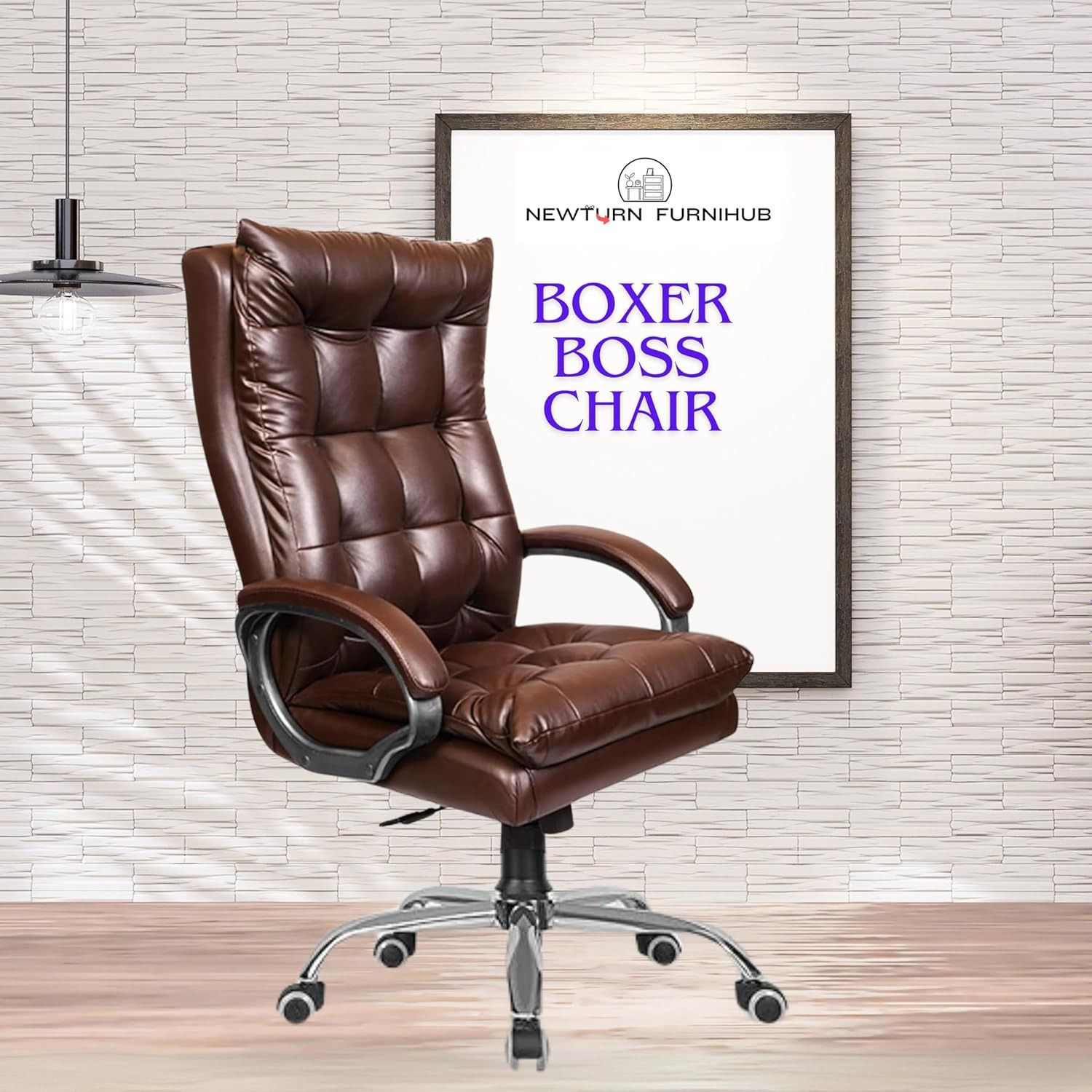 BOXER Premium Leather Boss office chair with 3 Yrs parts repl. Wty Leather Office Adjustable Arm Chair