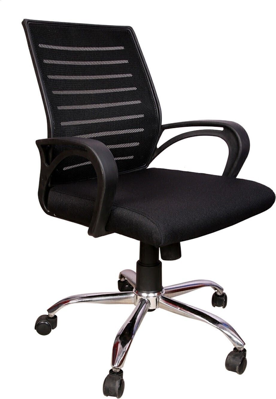 Boom Medium Back Revolving Chair with Centre Tilt mechanism in Black Fabric and mesh/net back Fabric Office Executive Chair-image-26
