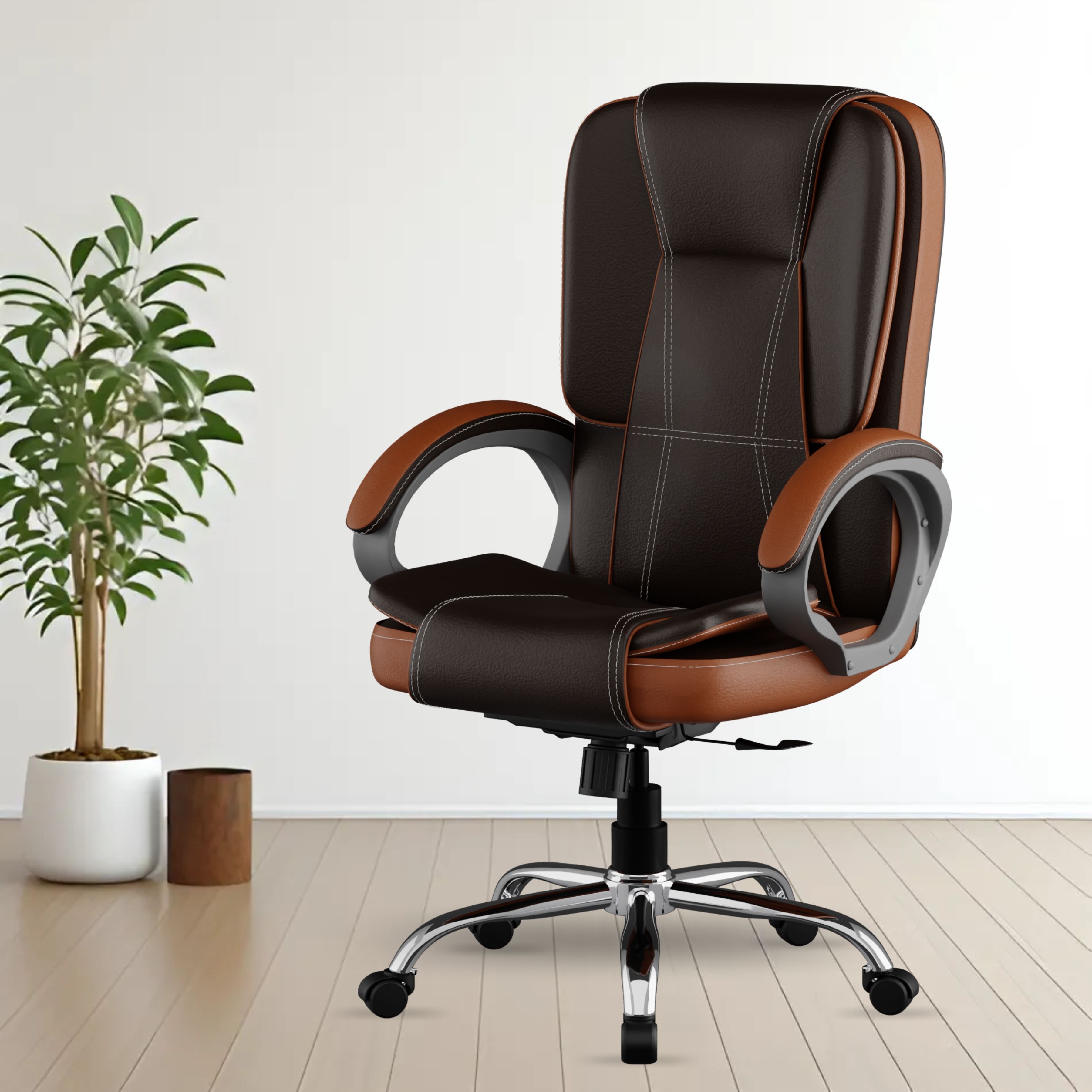 Sitara, Office Chair, Executive Chair, Heavy Metal Base with 3 Years Warranty Leatherette Office Executive Chair-image-22