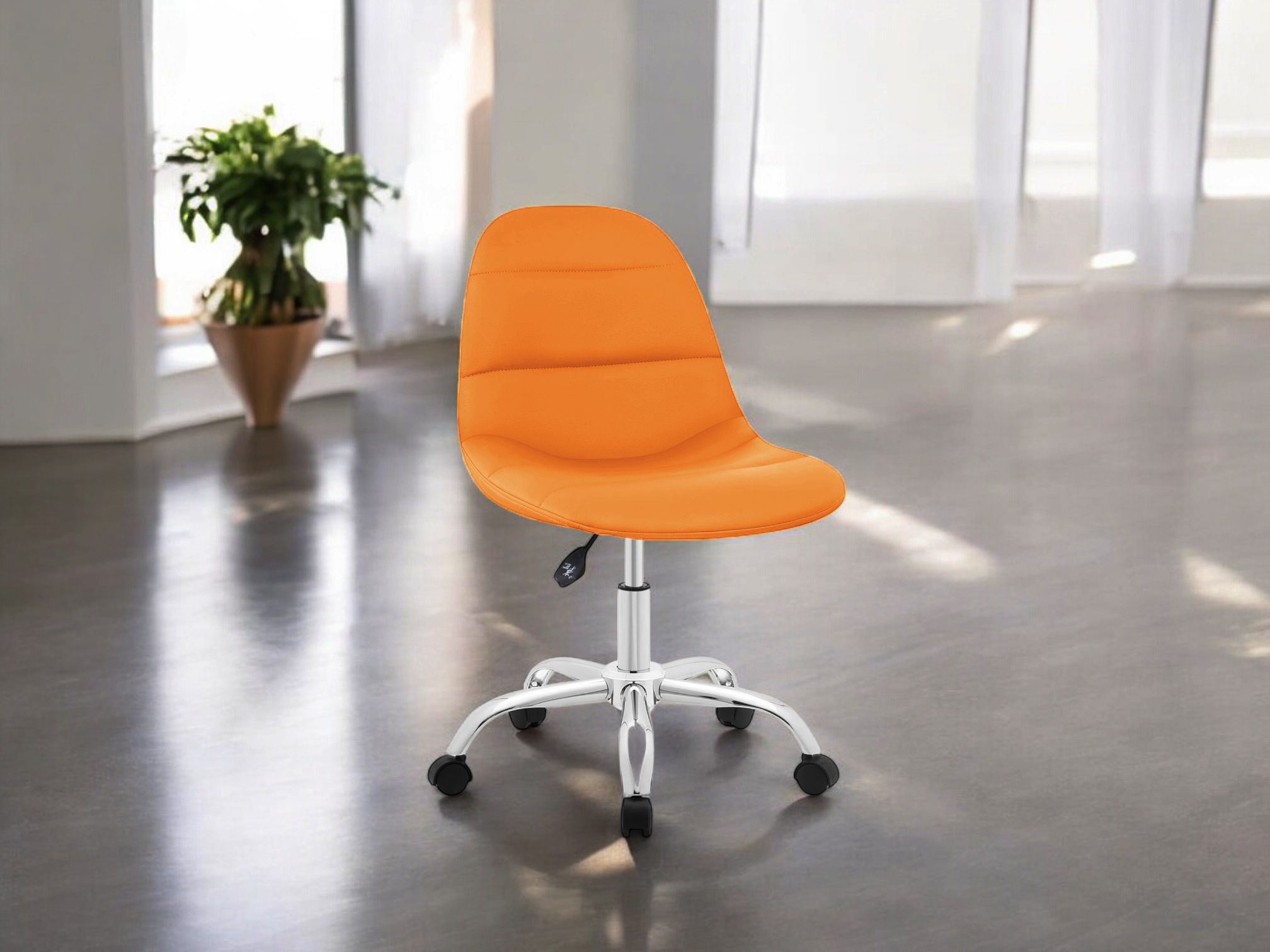 Height Adjustable Faux Leather Swivel Office Study Chair in Orange Color Leatherette Office Executive Chair-image-47
