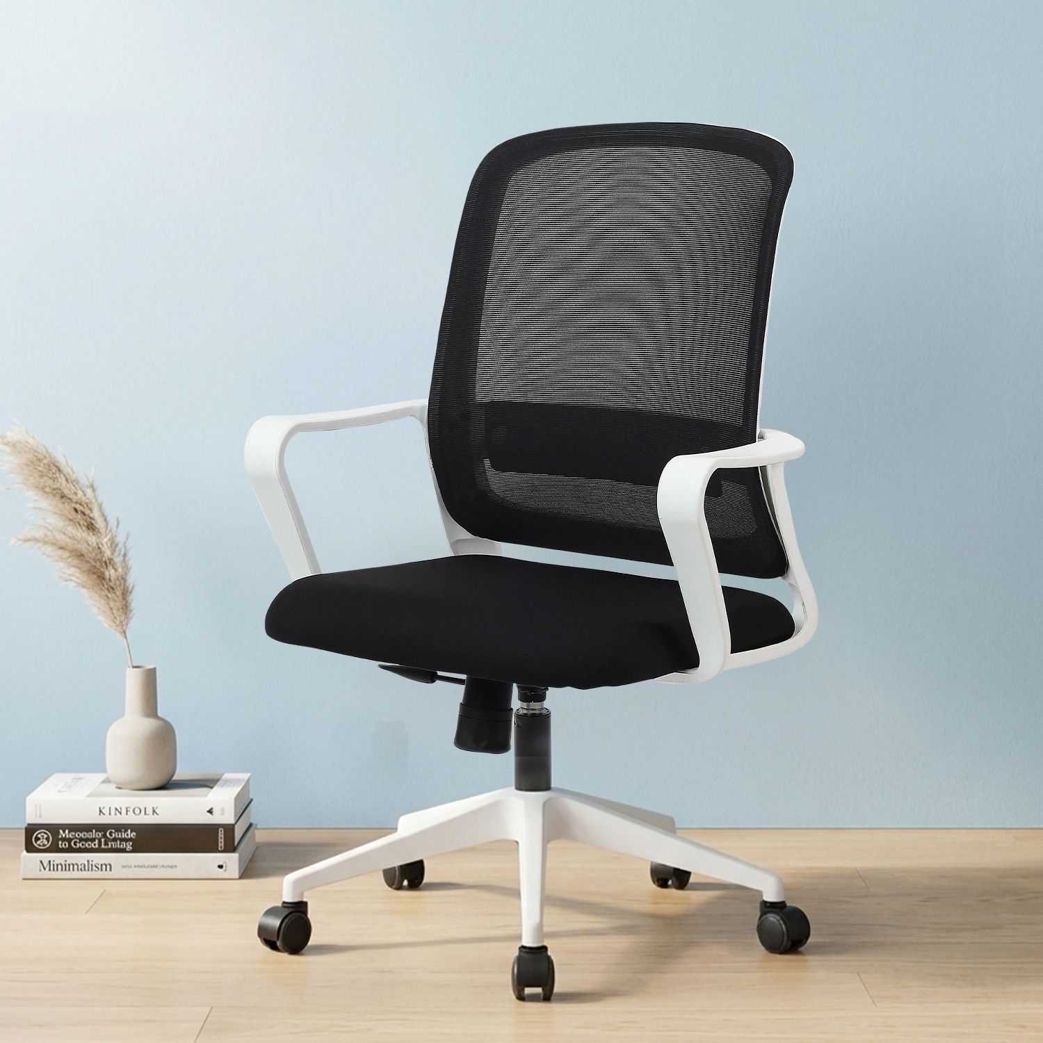 Rico Mid Back Ergonomic Office Chair with Nylon Base Mesh Office Adjustable Arm Chair-image-15