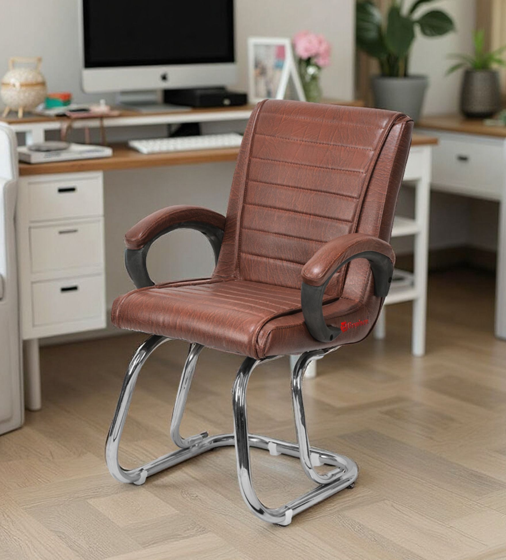 Reception Visitor/Study/Office Chair with Padded Arms Leatherette Office Visitor Chair-image-6