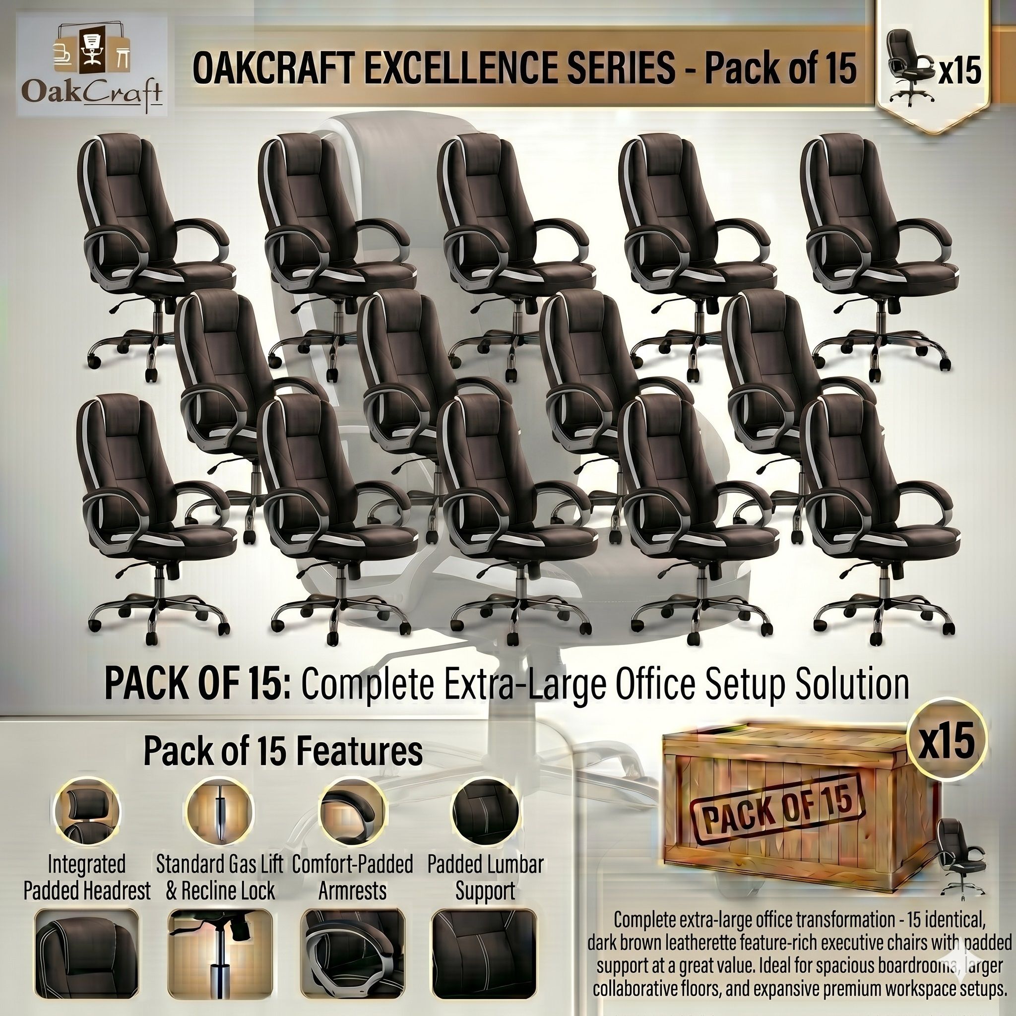 oakcraft Luxury HIGH Back with Steel Base Leatherette Office Executive Chair-picture-29