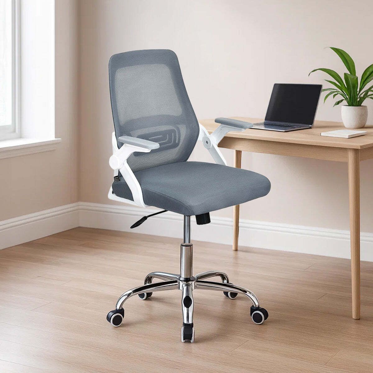 Vergo Mid Back Office Chair|Metal Base, Swing Arms|For Desk, Study| Fabric Office Arm Chair-image-42