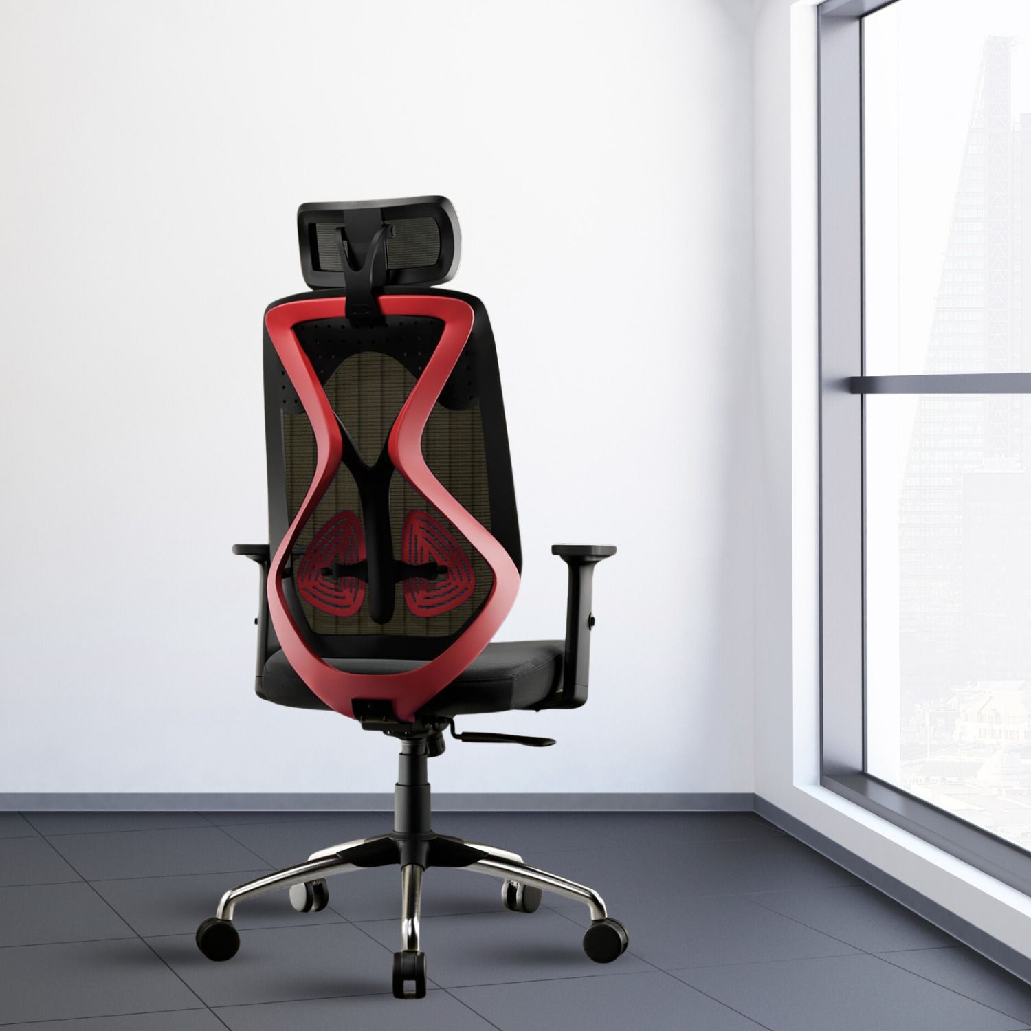 Hector Ergonomic Mid Back Office Chair| Synchro Mechanism Tilt/ 2D Armrest Nylon Office Adjustable Arm Chair-image-42