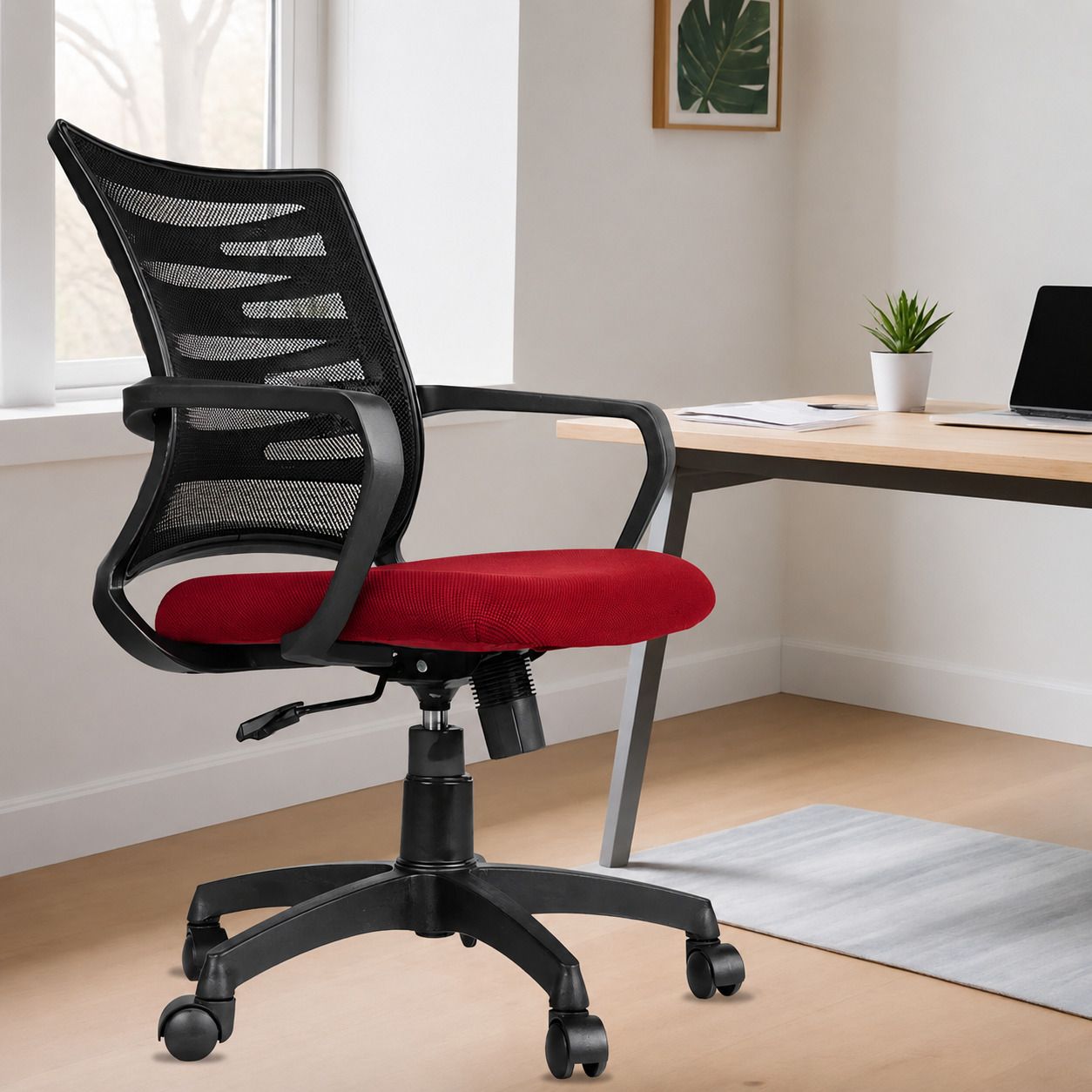 flipkart perfect homes Zig Zag Mid Back Ergonomic Office Heavy Duty Red Mesh Office Executive Chair-picture-10